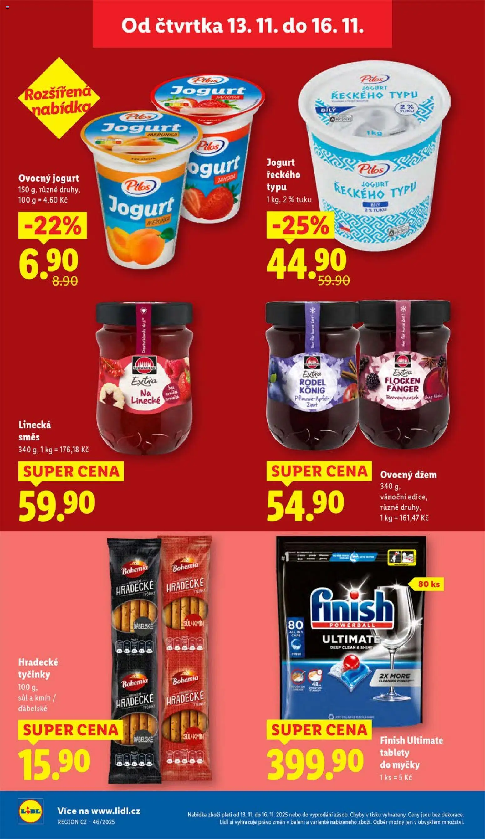 Lidl leták od 13.11.2025 | Strana: 22 | Produkty: Tablety do myčky, Džem, Tyčinky, Hradecké tyčinky