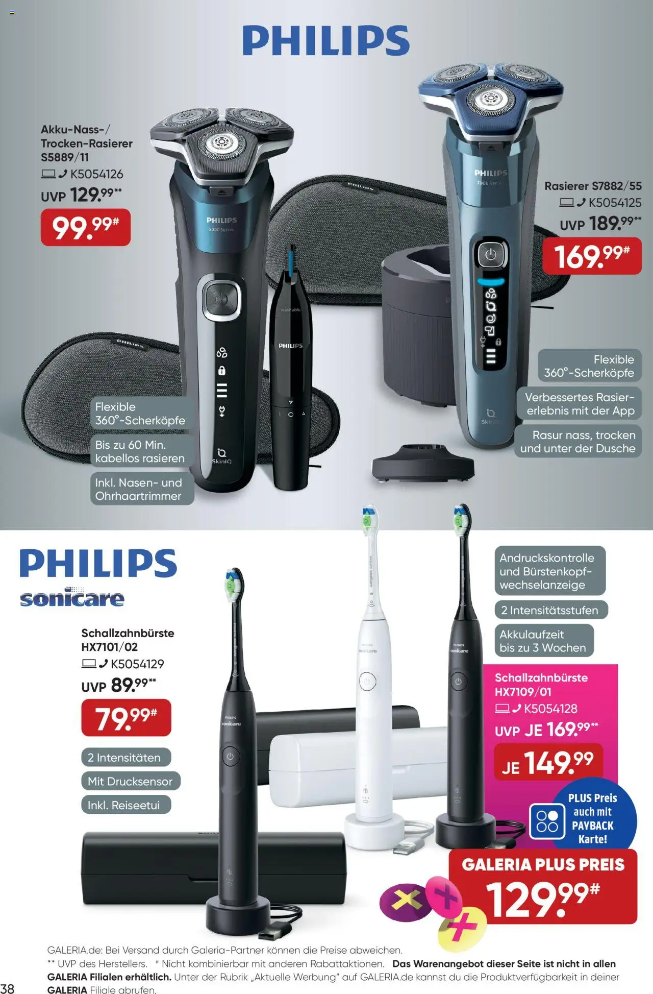 Galeria Karstadt Kaufhof Online-Prospekt – gültig ab 29.09.2025 | Seite: 38 | Produkte: Philips, Rasierer, Dusche