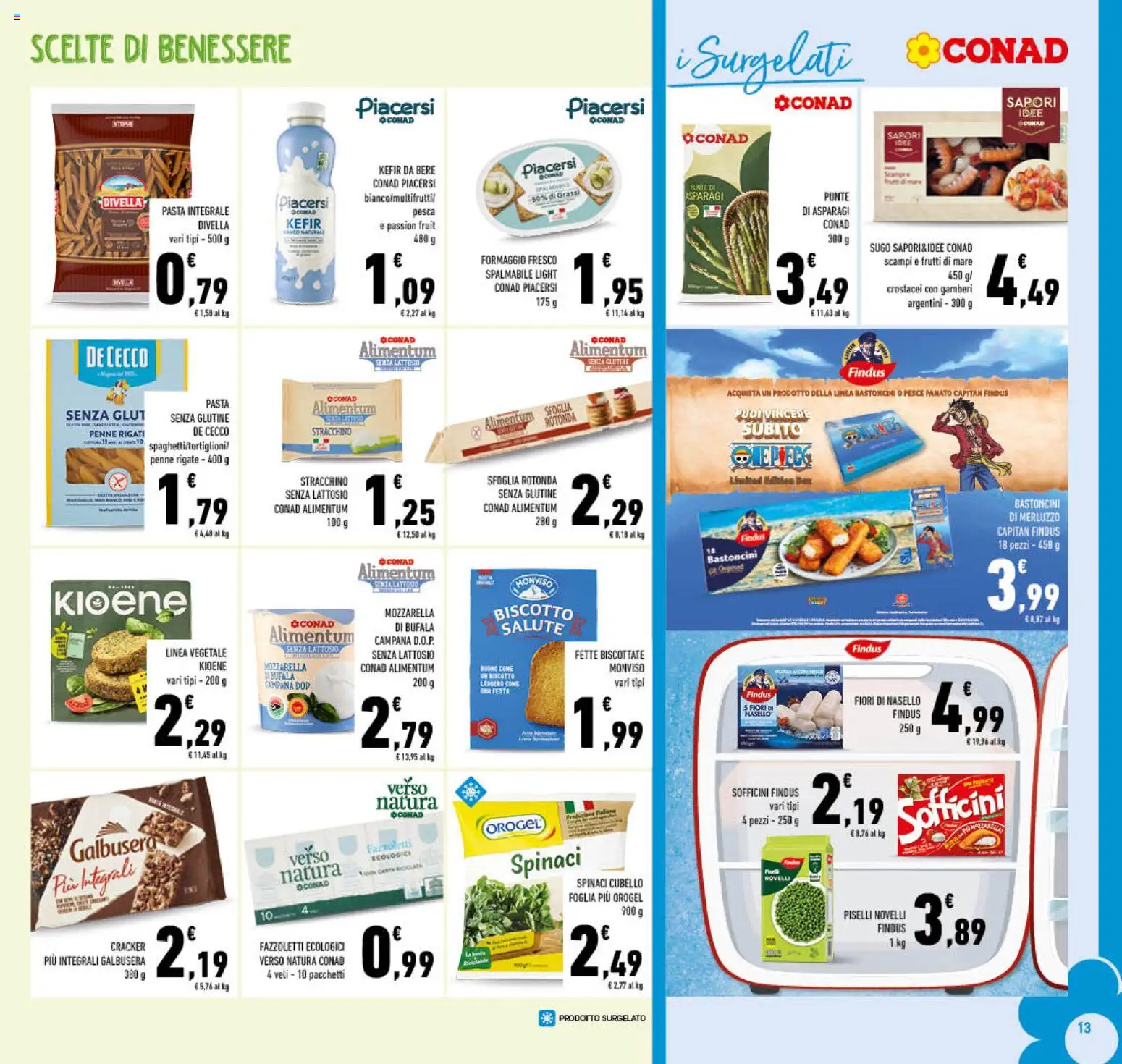 Volantino Conad del 11.03.2026 | Pagina: 13 | Prodotti: Pasta senza glutine, Pesce, Spinaci, Piselli
