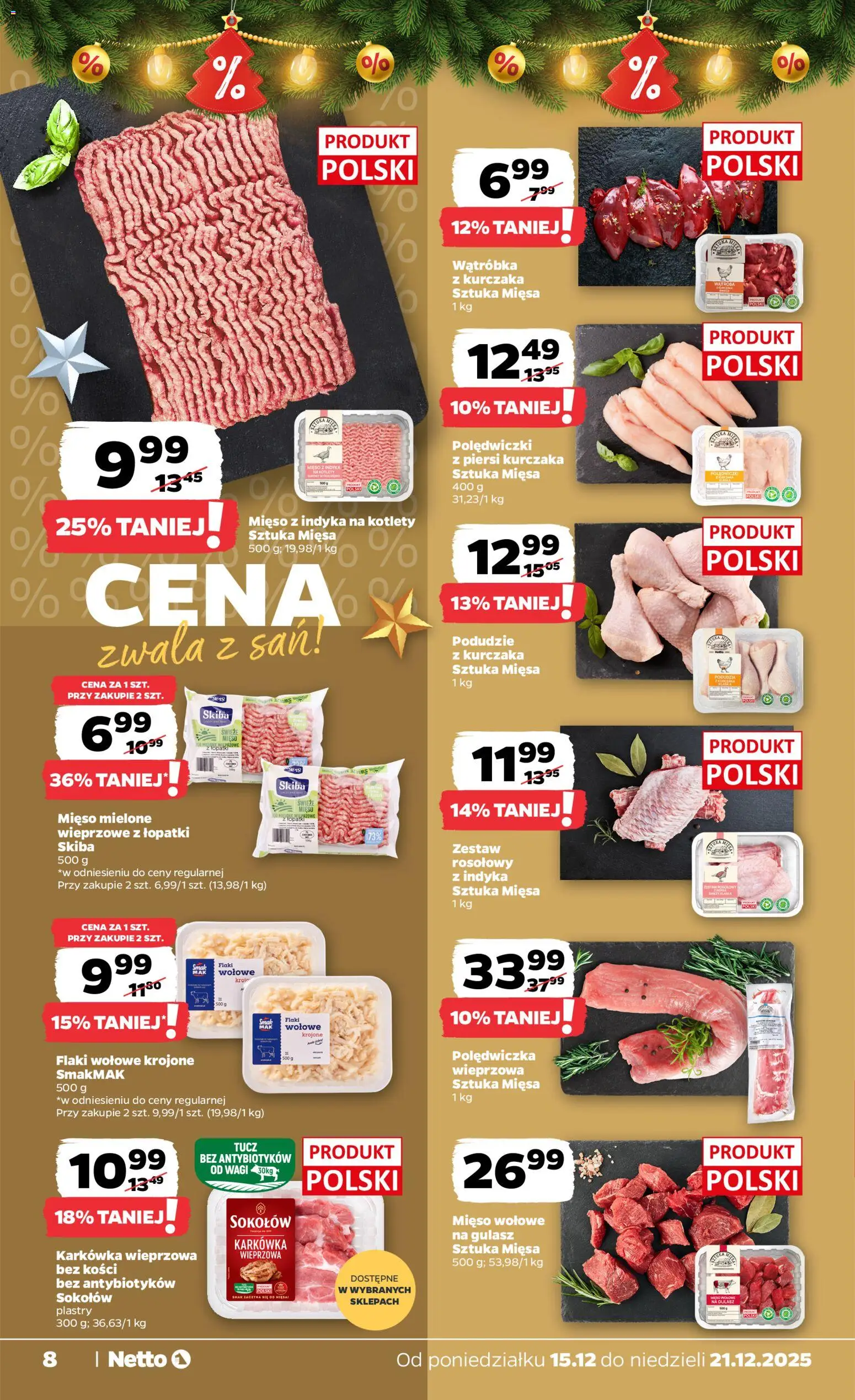 Netto gazetka - Spożywcza od 15.12.2025 | Strona: 8 | Produkty: Mięso, Mięso z indyka, Gulasz, Kotlety