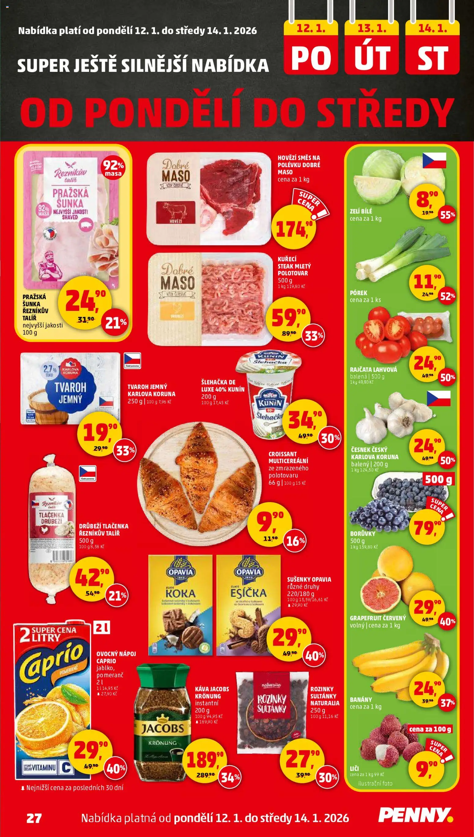 Penny Market leták - Čtvrtečník od 08.01.2026 | Strana: 27 | Produkty: Šunka, Borůvky, Česnek, Tlačenka