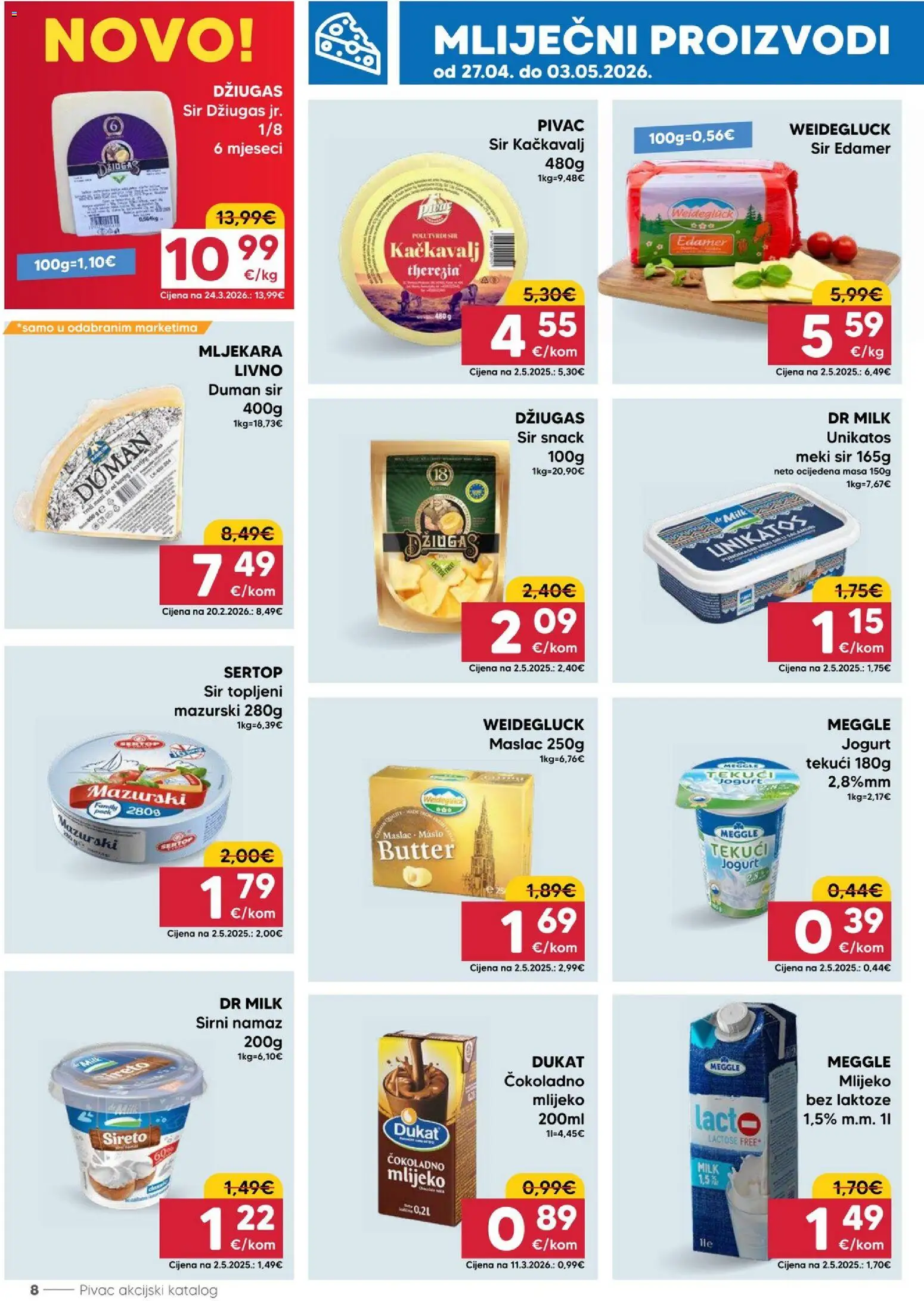 Pivac katalog | vrijedi od 27.04.2026 | Stranica: 8 | Proizvodi: Mlijeko, Sir, Jogurt, Namaz