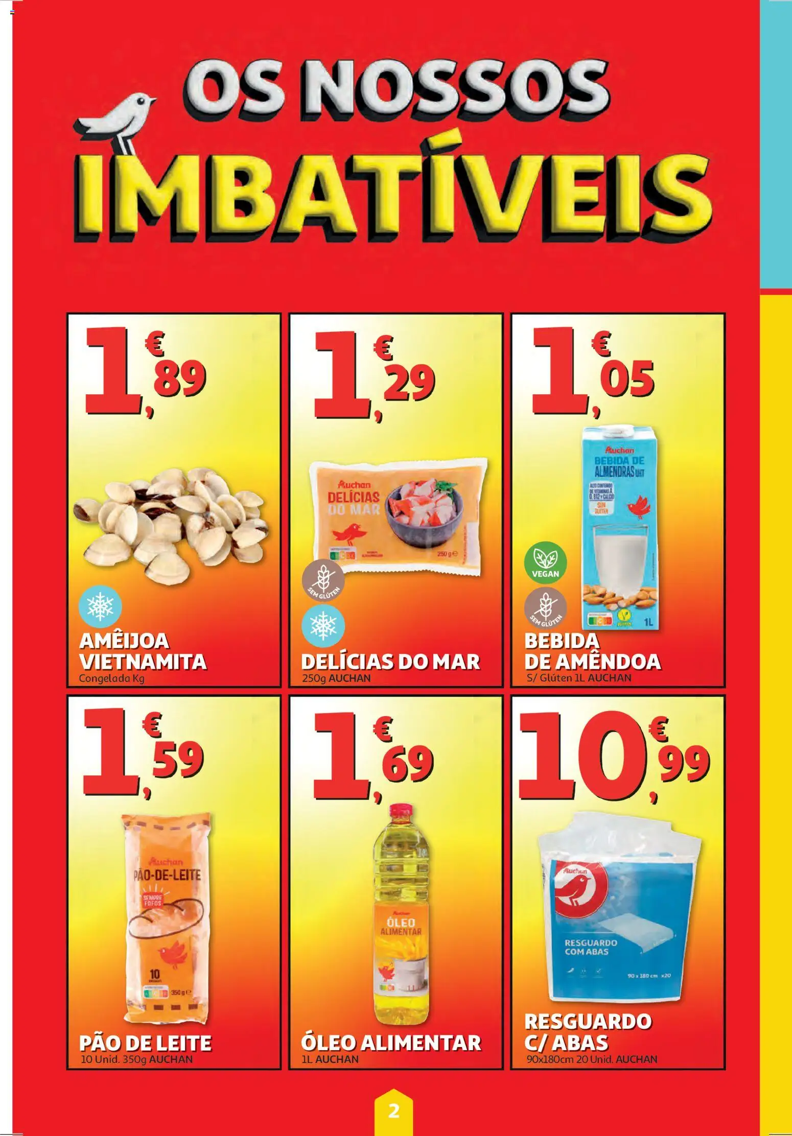 Auchan folheto │ válido de 06.11.2025 | Página: 2 | Produtos: Leite, Óleo, Pão, Bebida