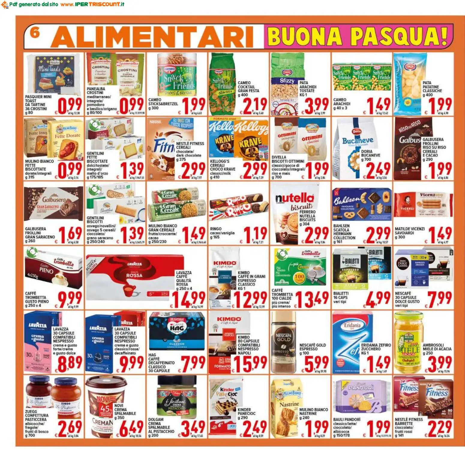 Volantino Ipertriscount del 27.03.2026 | Pagina: 6 | Prodotti: Pane, Fiocchi, Cacao, Scatola