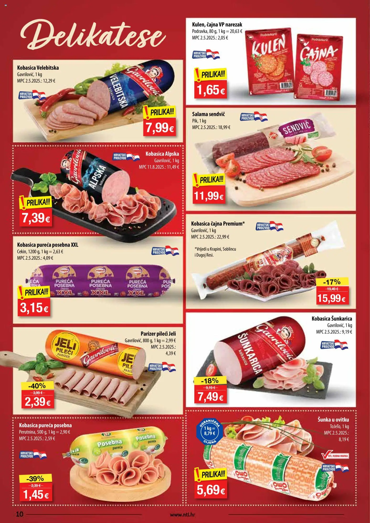 NTL katalog | vrijedi od 26.11.2025 | Stranica: 10 | Proizvodi: Salama, Šunka, Narezak, Kobasica