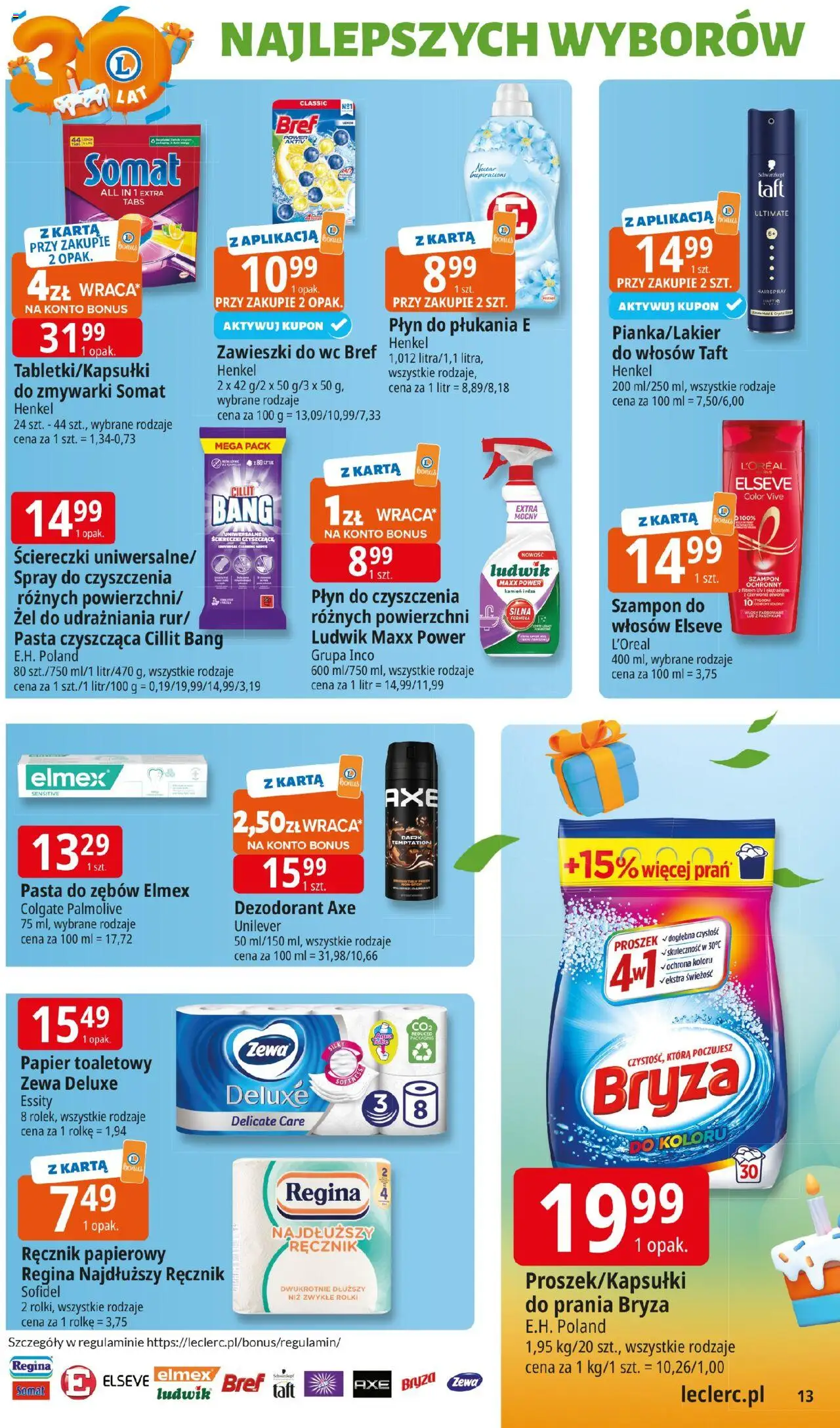 E.Leclerc Gazetka od 06.10.2025 | Strona: 13 | Produkty: Papier toaletowy, Szampon, Dezodorant, Ręcznik papierowy