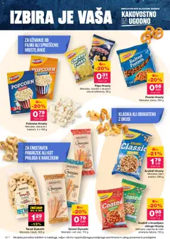 Flips Hrusty, Mercator, obročki z okusom sira ali piščanca, 30 g │ velja od 21.08.2025 | Stran: 32 | Izdelki: Grisini, Paprika, Arašidi, Flips