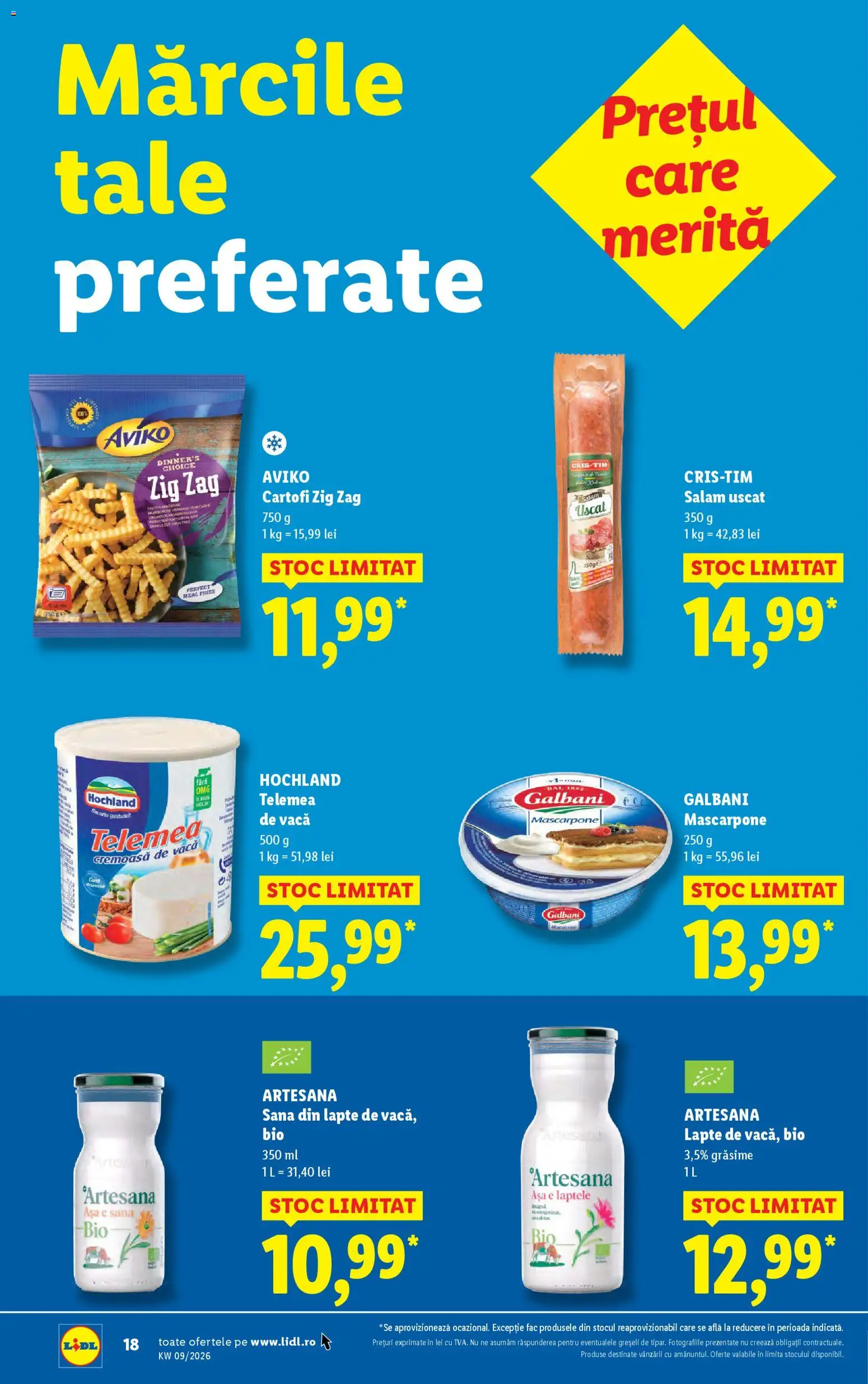 Noul catalog Lidl – valabil de la 23.02.2026 | Pagină: 18 | Produse: Şerit ödül, Lapte, Salam, Cartofi