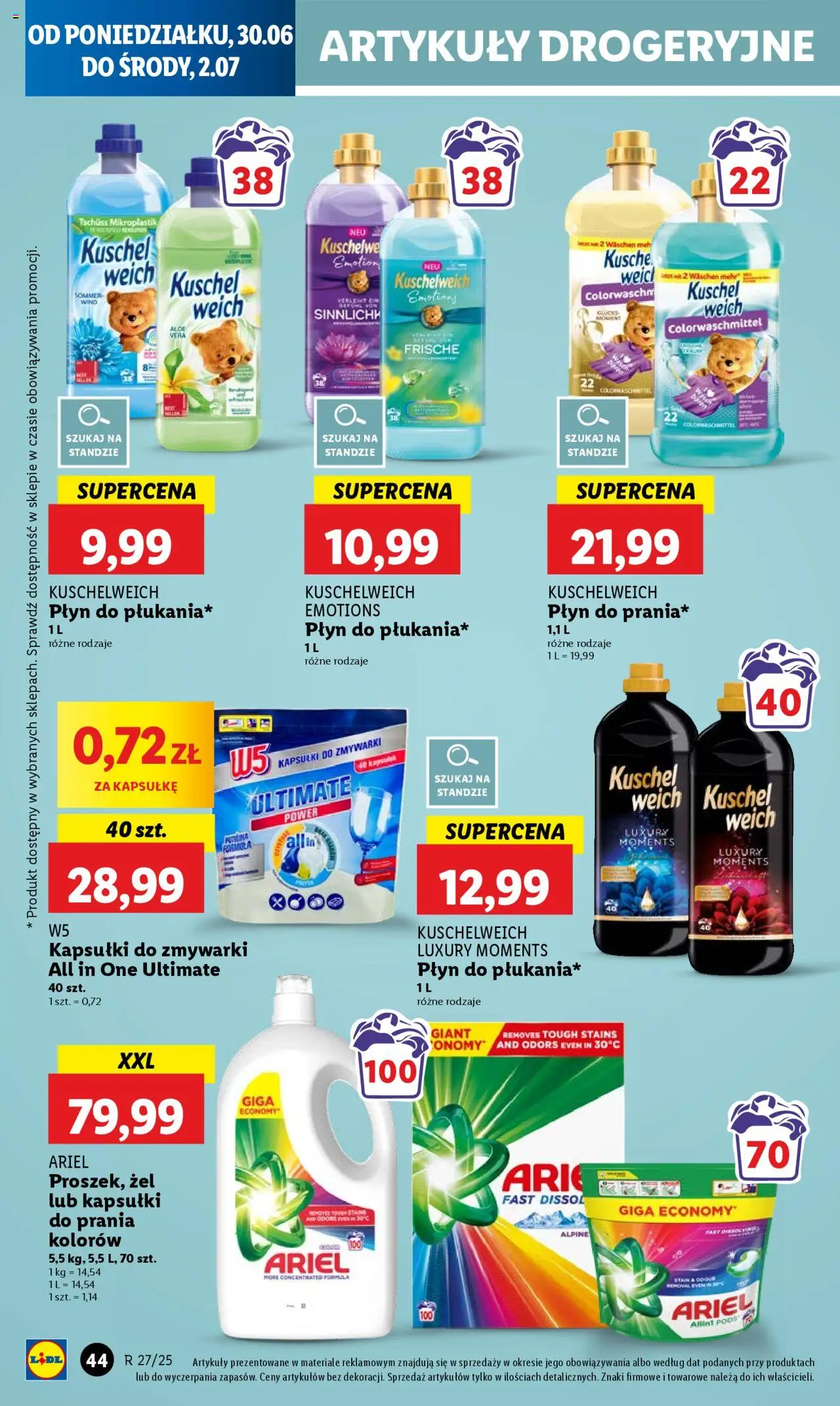Lidl Gazetka od 30.06.2025 | Strona: 52 | Produkty: Ariel, Kapsułki do prania, Detergent, Kapsułki do zmywarki