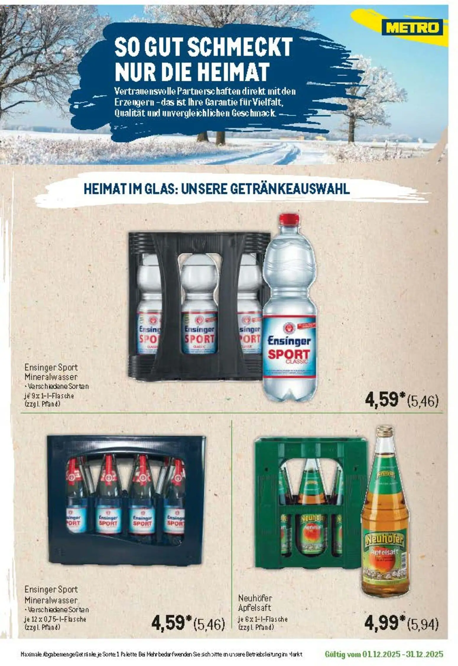 Metro Regionaler Flyer – gültig ab 01.12.2025 | Seite: 44 | Produkte: Apfelsaft, Mineralwasser
