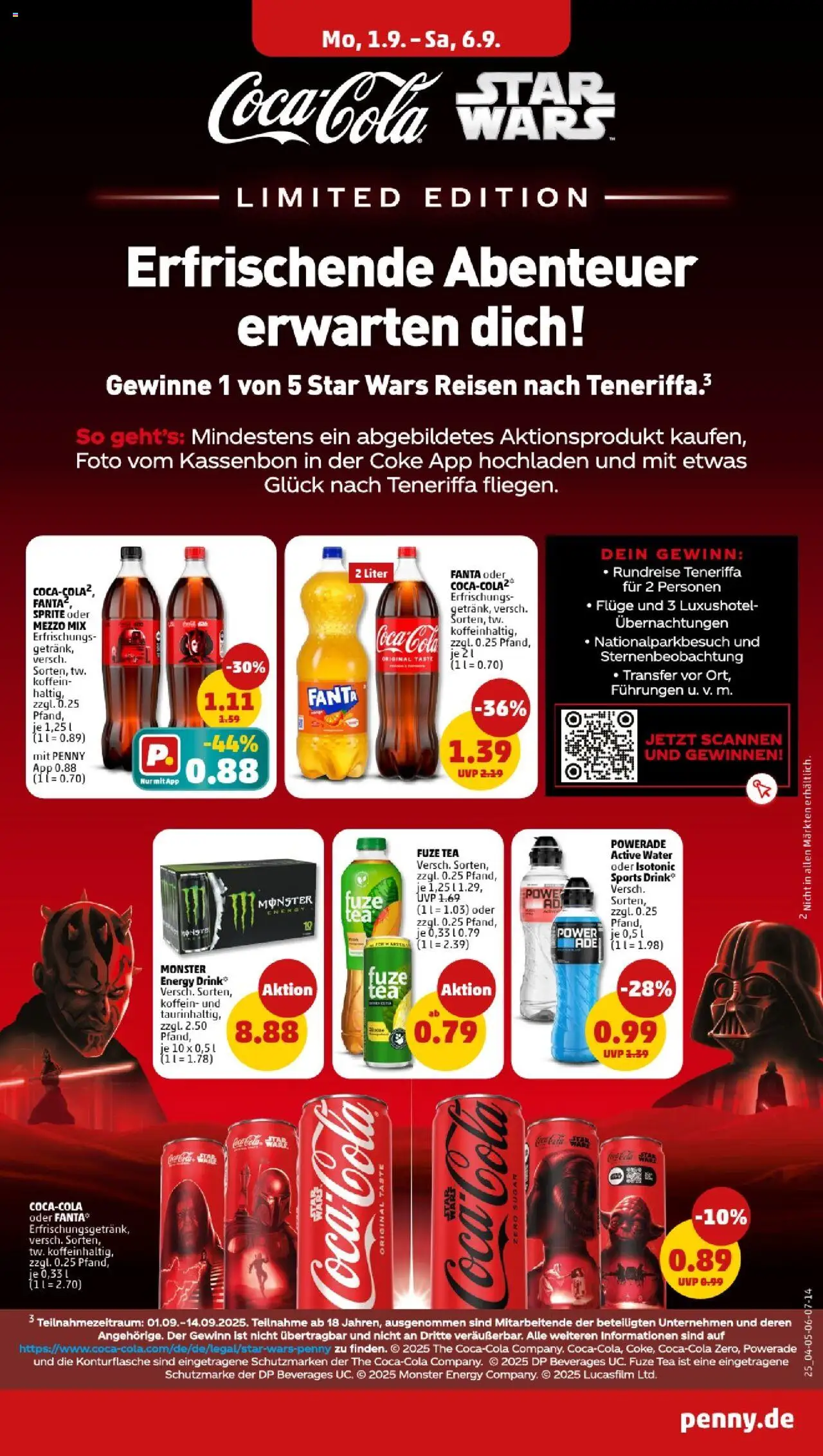 Penny -  Bayern - gültig ab dem 01.09.2025 | Seite: 25 | Produkte: Fuze tea, Sprite, Energy, Powerade