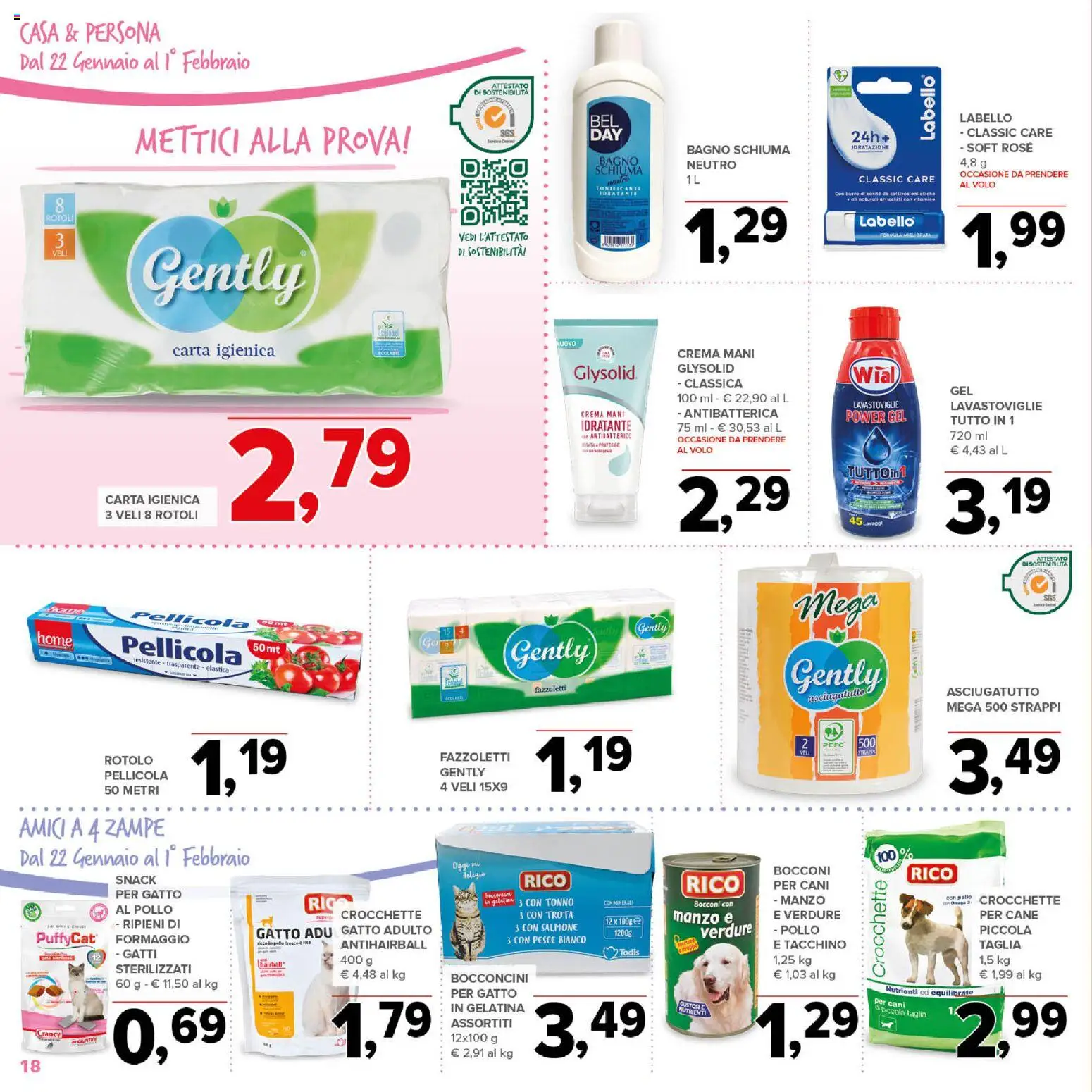 Volantino Todis del 22.01.2026 | Pagina: 18 | Prodotti: Carta igienica, Salmone, Lavastoviglie, Tonno