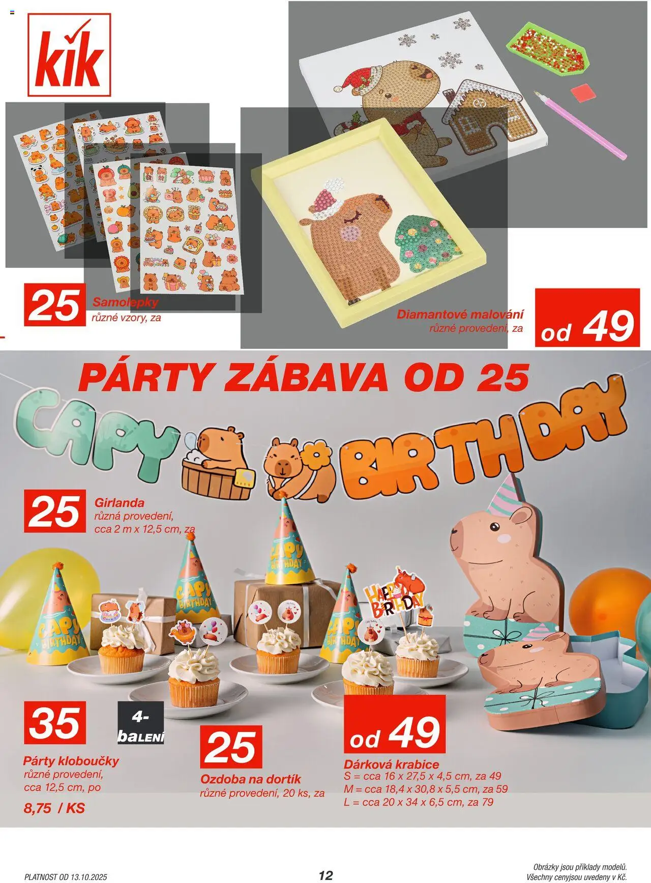 Kik leták od 13.10.2025 | Strana: 12 | Produkty: Krabice, Girlanda, Samolepky