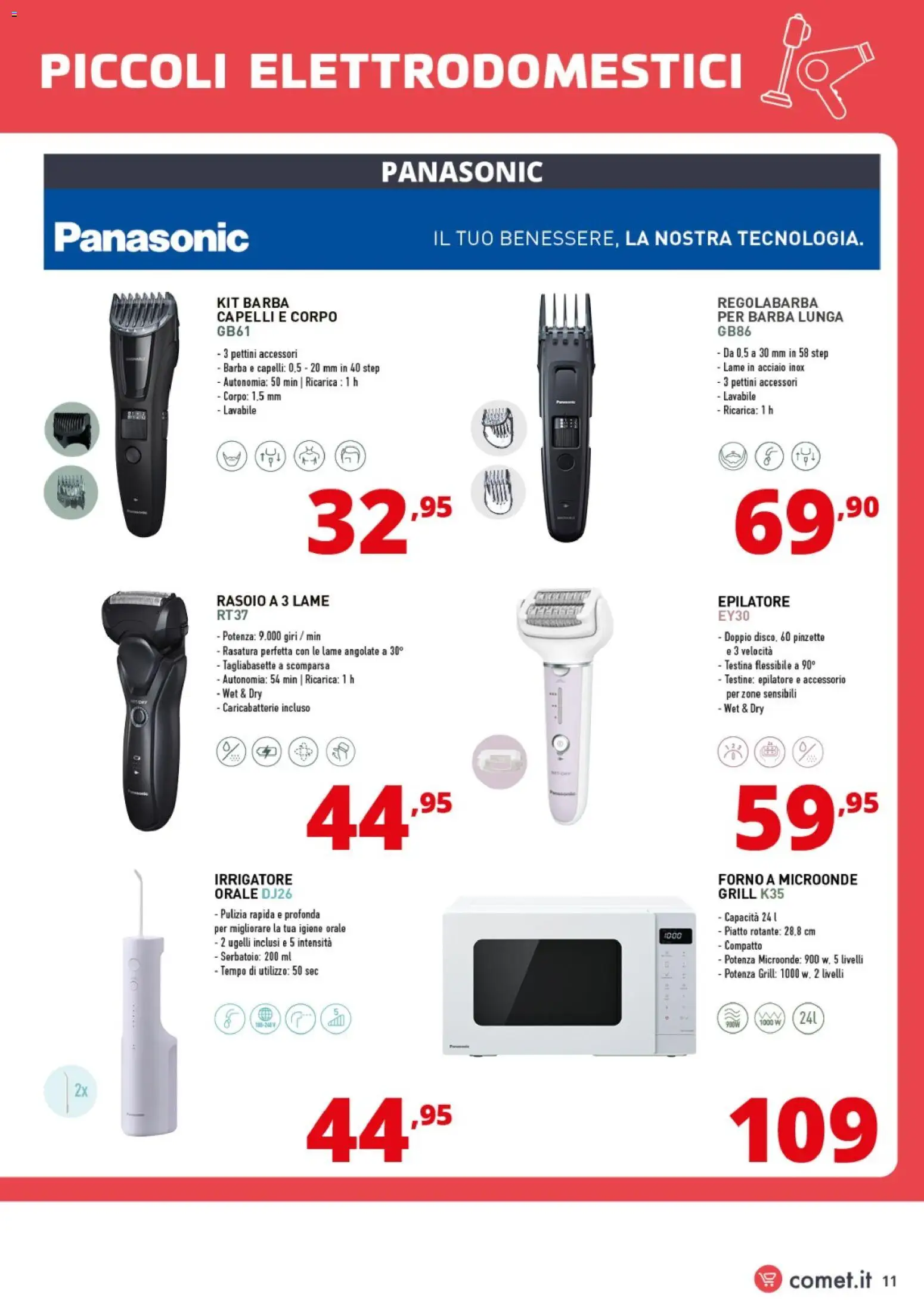 Volantino Comet del 20.03.2026 | Pagina: 11 | Prodotti: Regolabarba, Forno, Epilatore, Caricabatterie