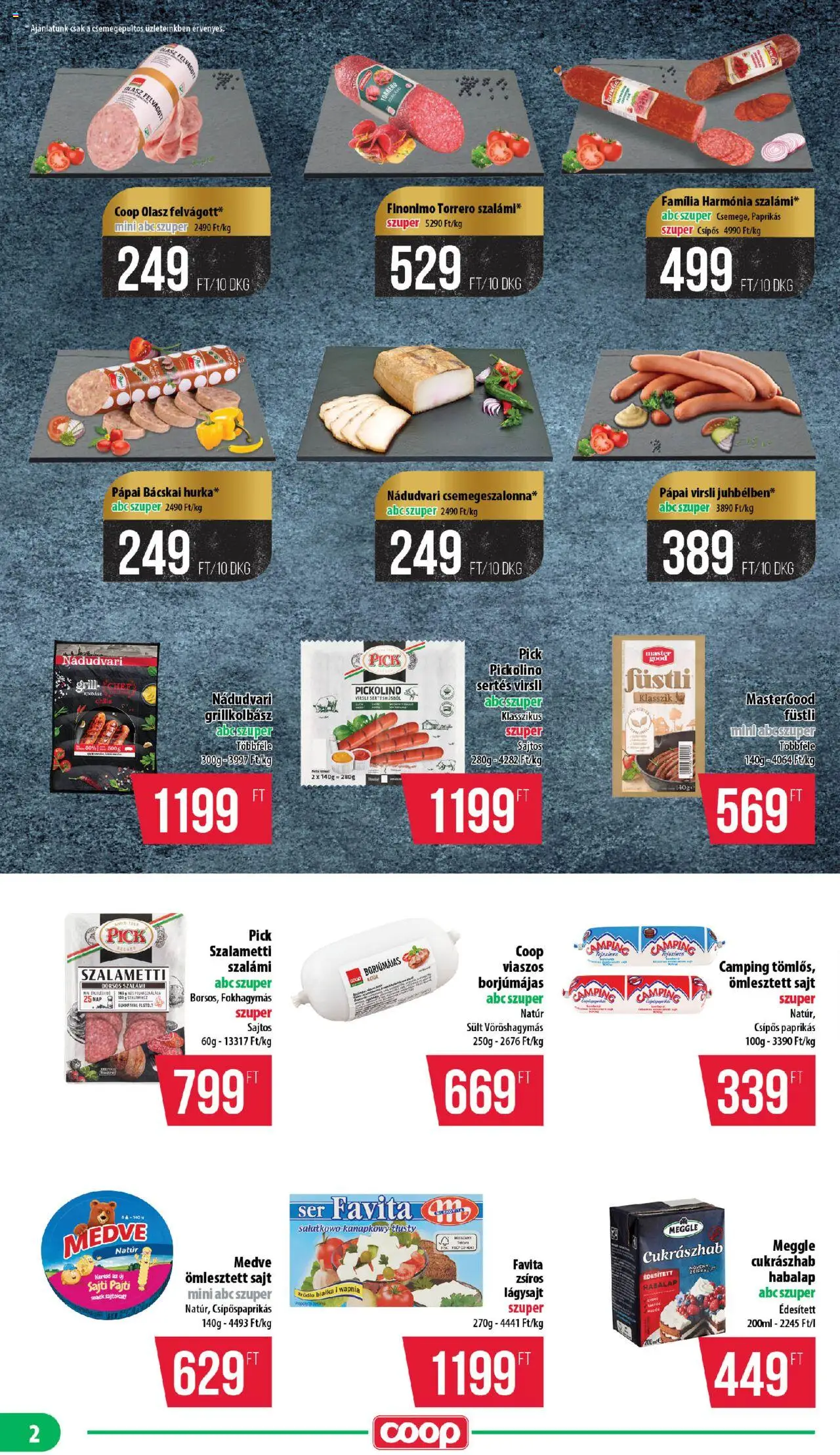 COOP akciós ujság - amely érvényes a következő dátumtól: 21.08.2025 | Oldal: 2 | Termékek: Virsli, Grillkolbász, Hús, Szalámi