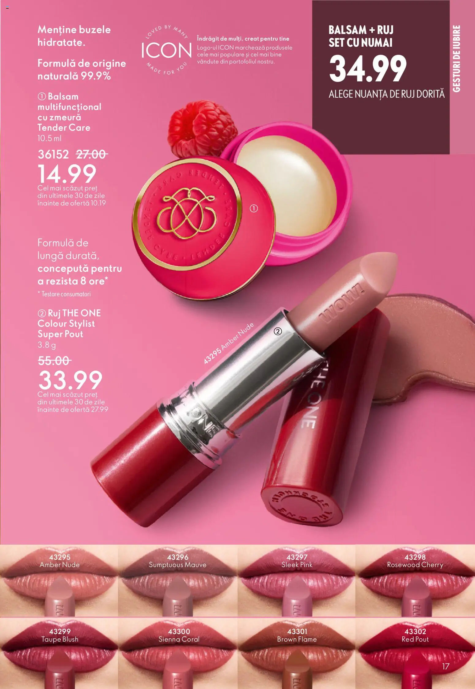 Noul catalog Oriflame – valabil de la 21.01.2026 | Pagină: 17 | Produse: Zmeură, Blush, Ruj, Balsam