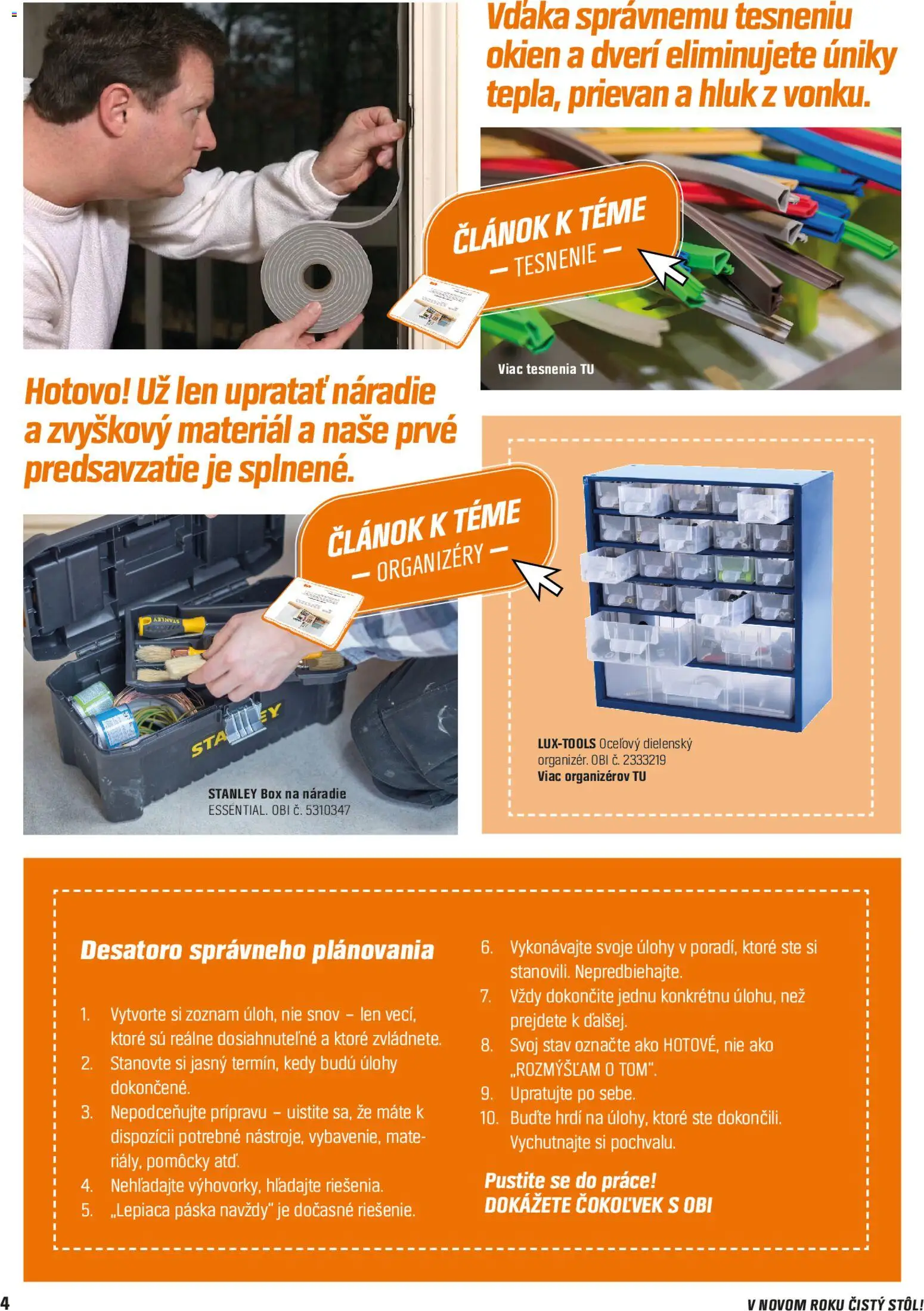 Nové OBI akcie – leták je platný od 15.01.2026 | Strana: 4 | Produkty: Stôl, Náradie