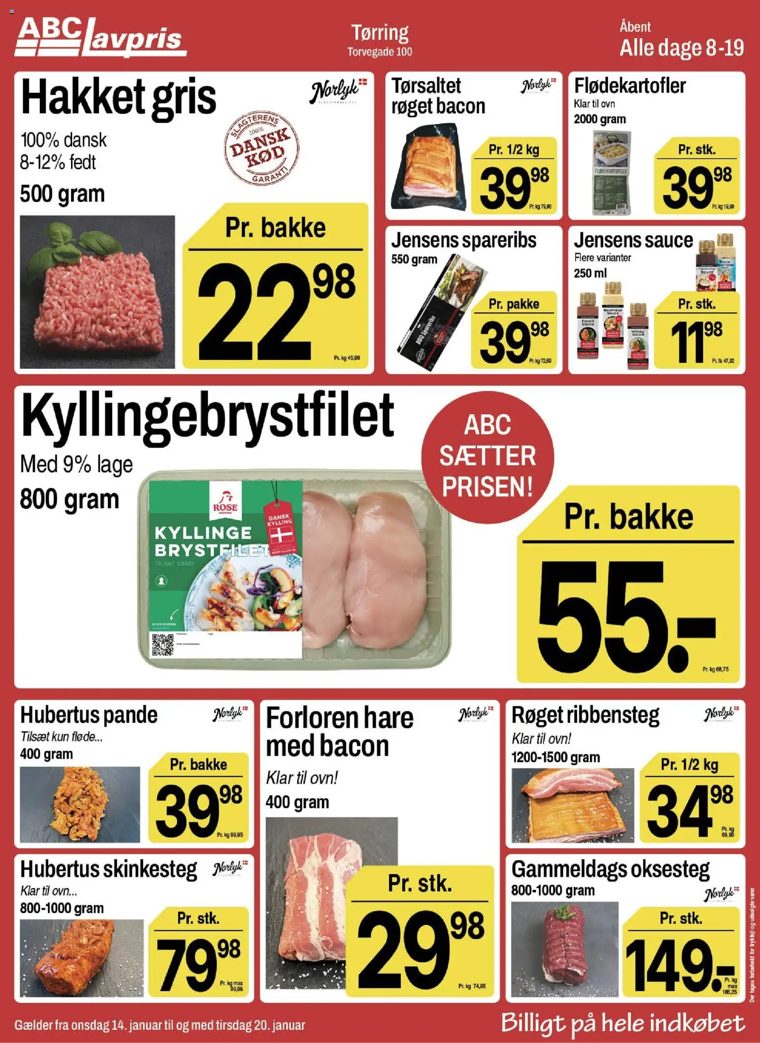 Abc Lavpris tilbudsavis – gyldig fra 14.01.2026 | Side: 5 | Produkter: Fløde, Spareribs, Bacon, Ovn