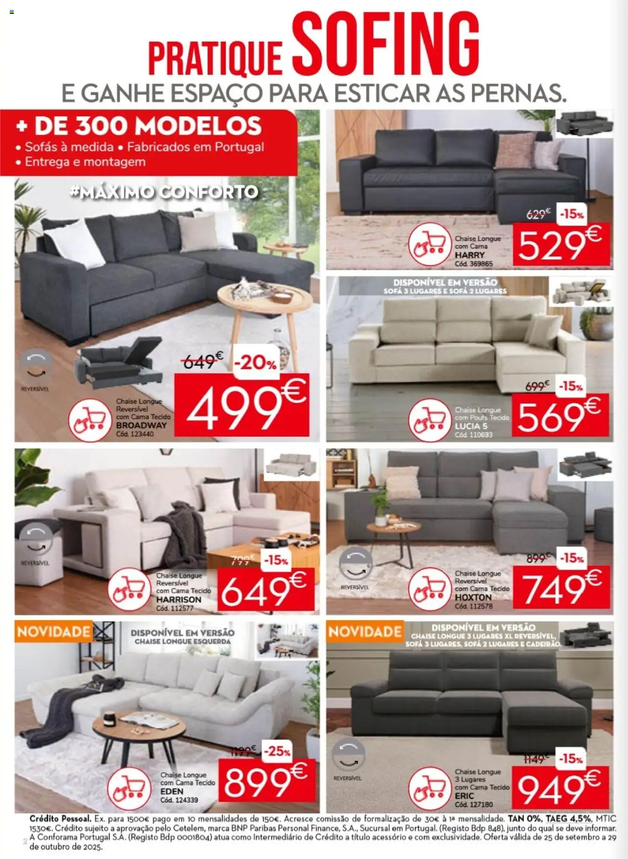 Conforama folheto │ válido de 25.09.2025 | Página: 2 | Produtos: Sofás, Cama, Sofá