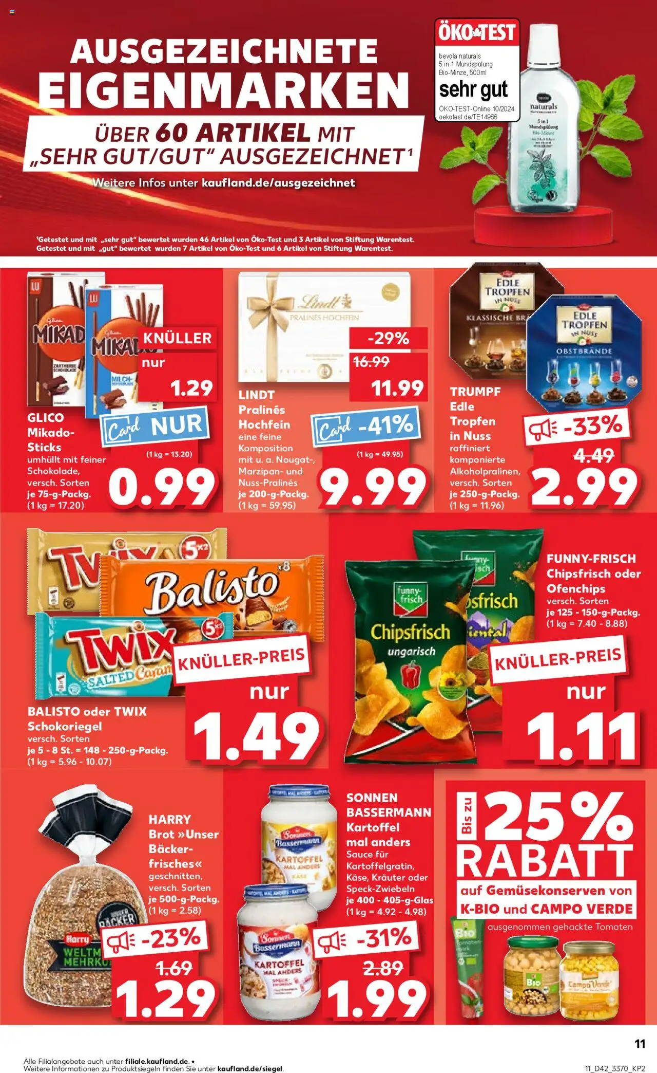 Kaufland prospekt Frankfurt (Oder)	 – gültig ab 16.10.2025 | Seite: 11 | Produkte: Milch, Tomaten, Twix, Lindt