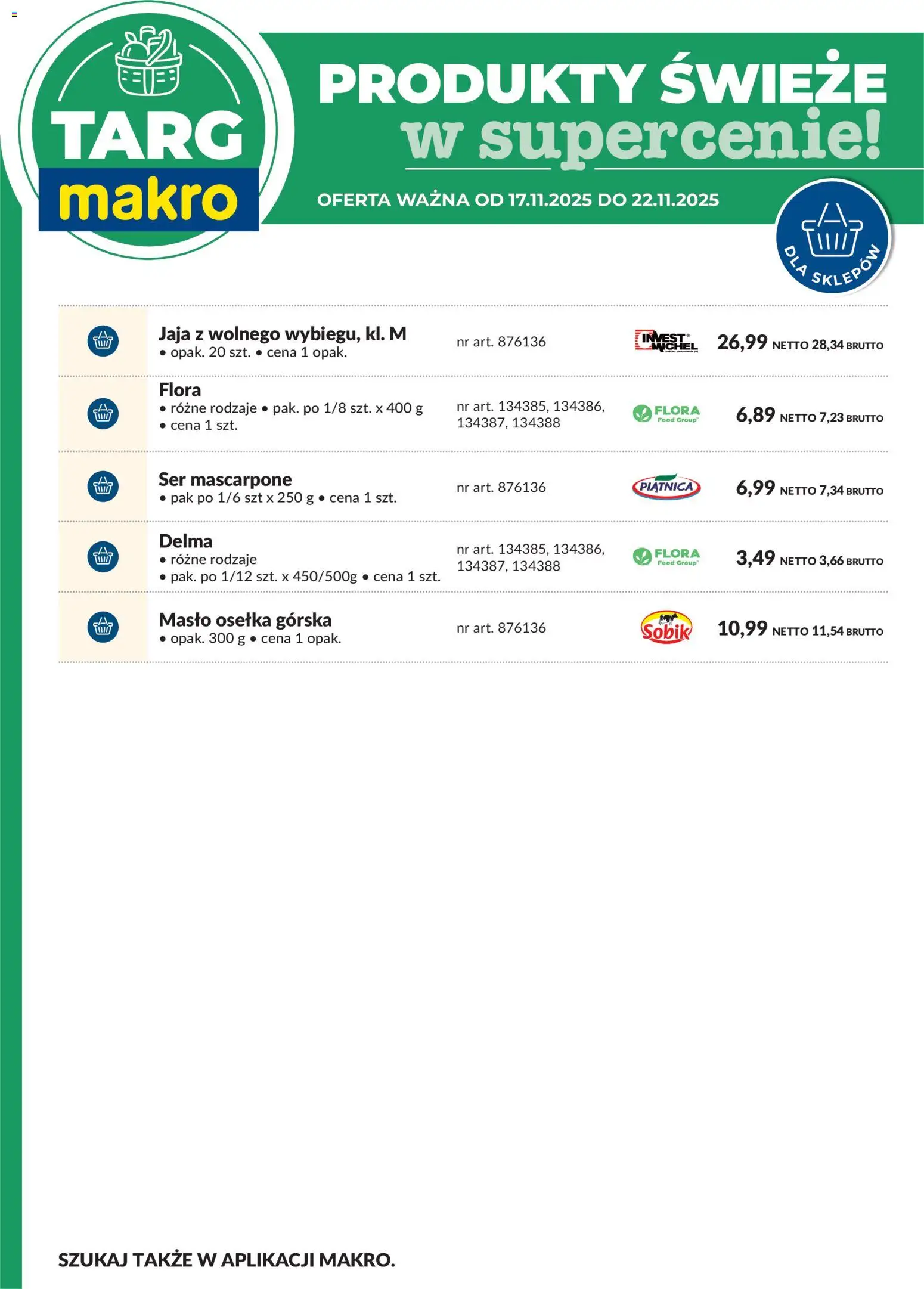 Makro Gazetka - Oferta świeża w super cenach od 17.11.2025 | Strona: 8 | Produkty: Osełka, Masło, Ser mascarpone, Jaja