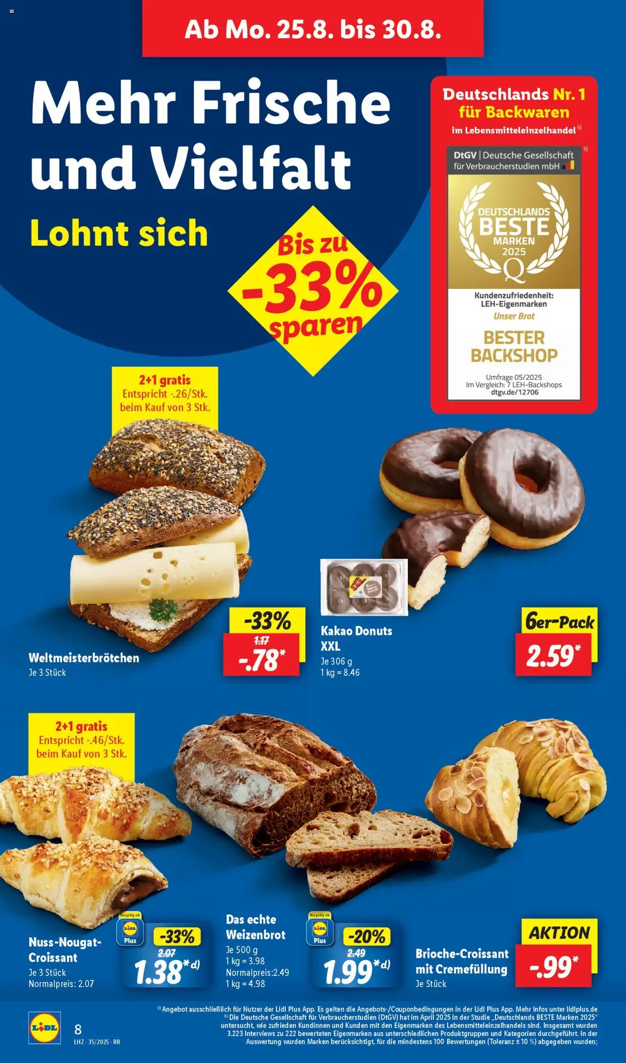 Lidl Prospekt Bestwig - gültig ab dem 25.08.2025 | Seite: 14 | Produkte: Croissant, Donuts, Brot