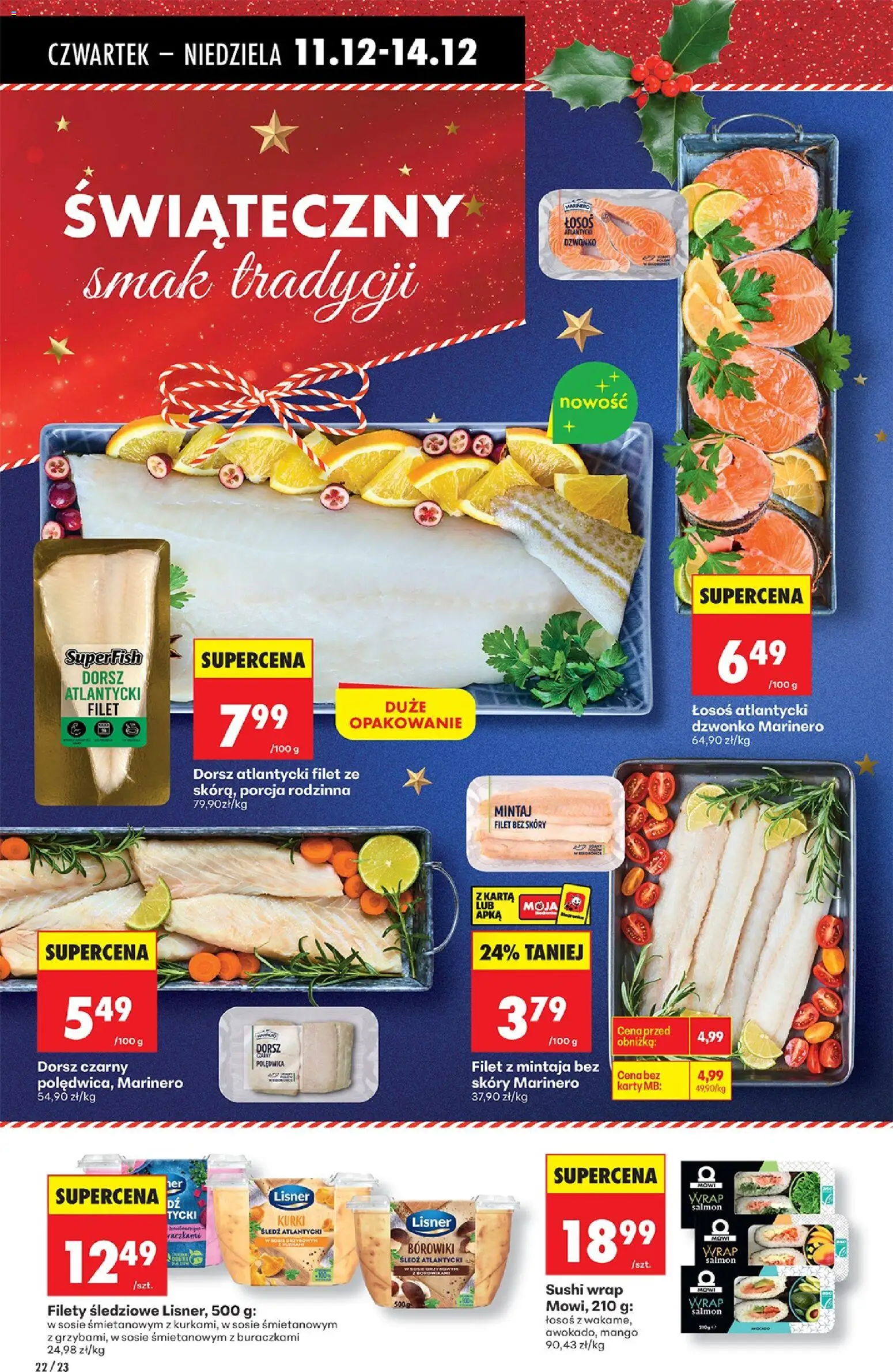 Biedronka gazetka - Oferta w tym tygodniu od 11.12.2025 | Strona: 28 | Produkty: Łosoś atlantycki, Dorsz, Łosoś, Dorsz czarny