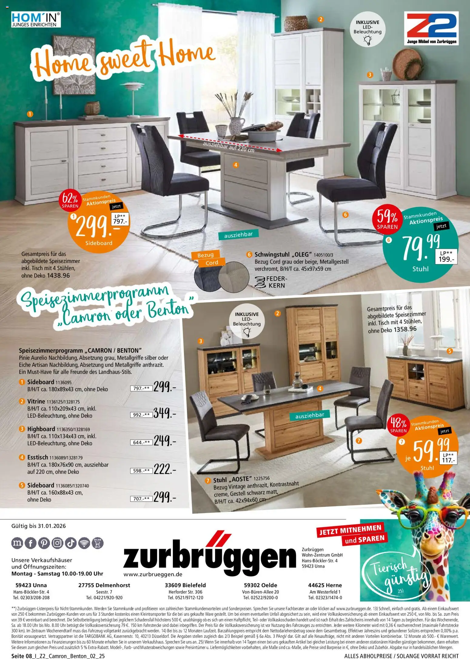 Zurbrüggen Z2 - Camron & Benton – gültig ab 07.01.2026 | Seite: 8 | Produkte: Sideboard, Esstisch, Tisch, Uhr