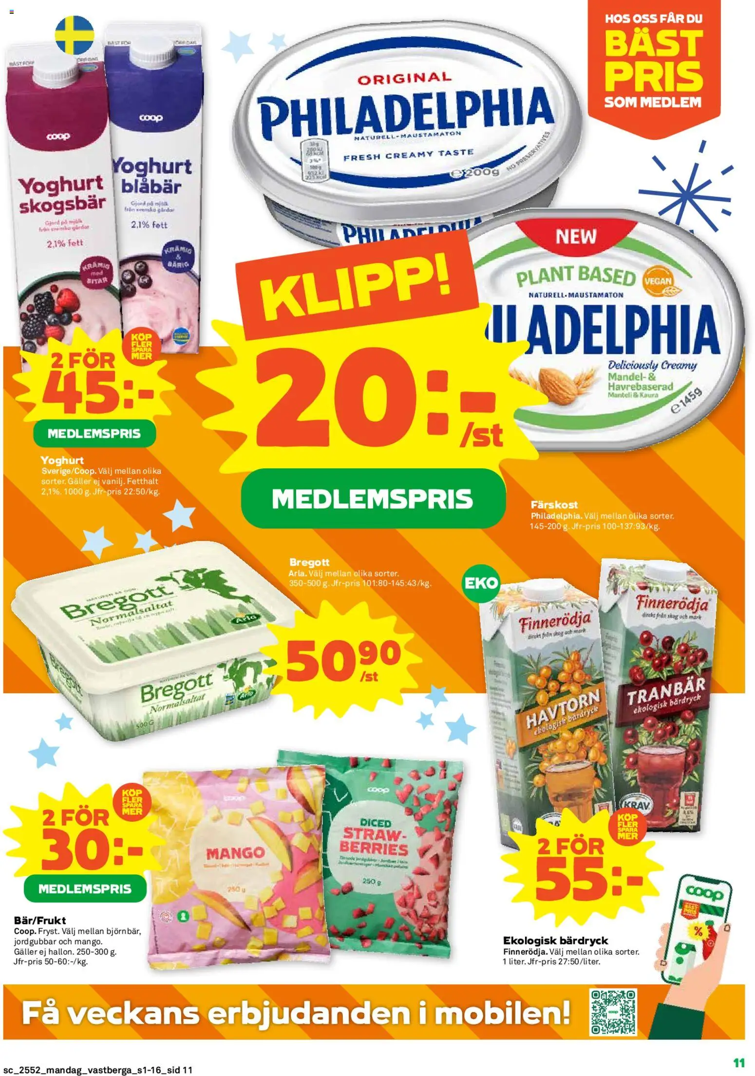 Jem & Fix reklamblad aktuell från 29.12.2025 | Sida: 11 | Produkter: Galler, Bregott, Jordgubbar, Mango