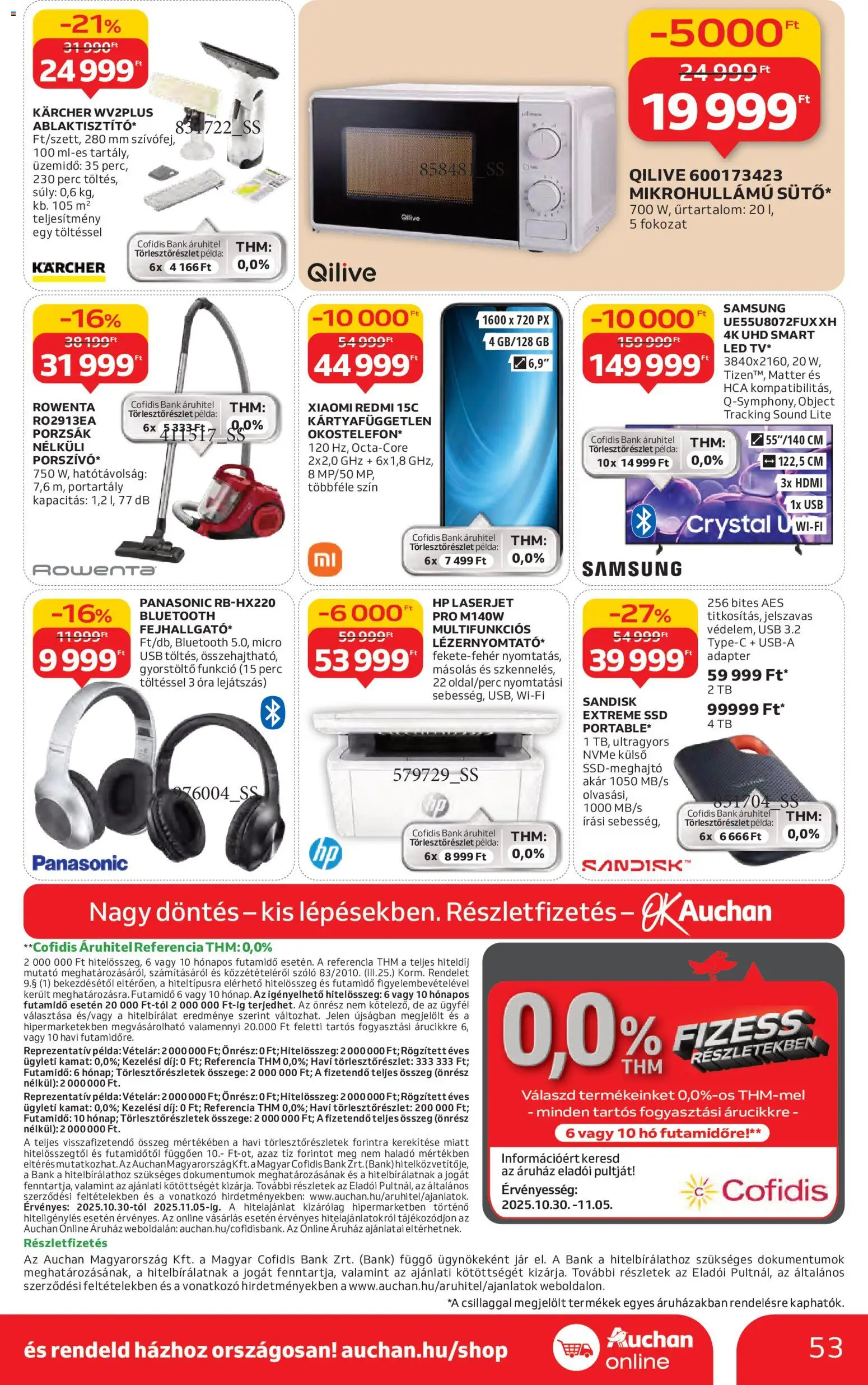 Auchan akciós ujság - amely érvényes a következő dátumtól: 30.10.2025 | Oldal: 53 | Termékek: Adapter, USB, Samsung, Óra