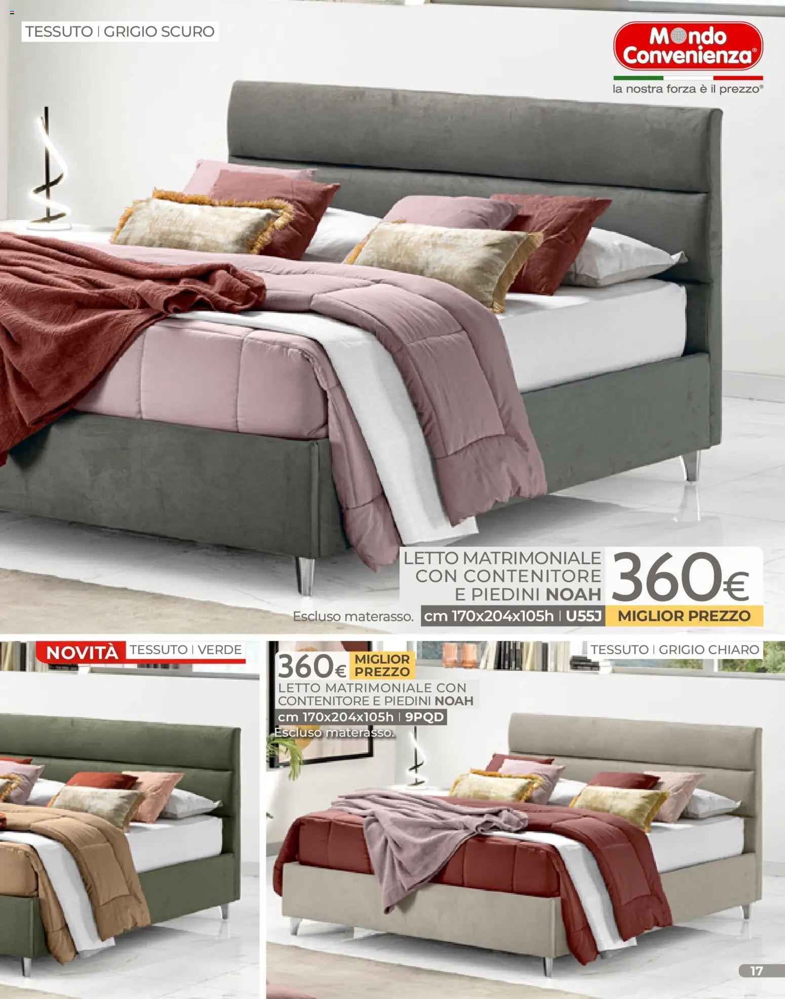 Volantino Mondo Convenienza del 04.01.2026 | Pagina: 17 | Prodotti: Letto matrimoniale, Contenitore, Letto
