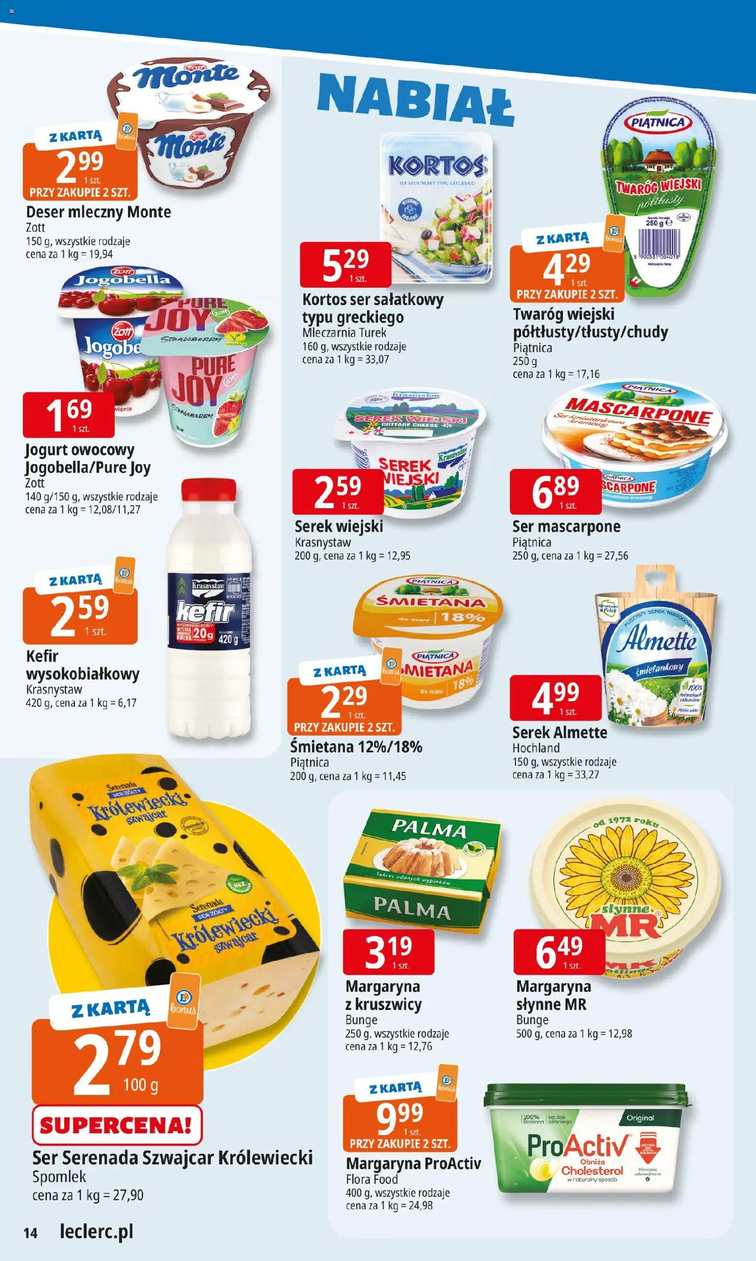 E.Leclerc Gazetka - Tychy od 19.01.2026 | Strona: 14 | Produkty: Karta, Kefir, Serek, Śmietana