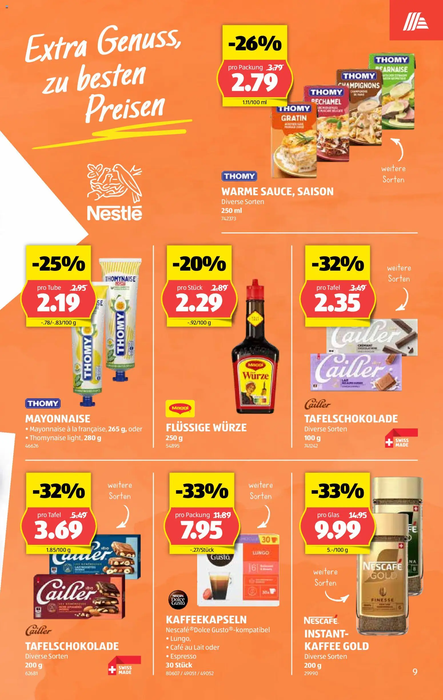 Aldi aktionen – gültig ab 09.04.2026 | Seite: 9 | Produkte: Champignons, Kaffee, Mayonnaise