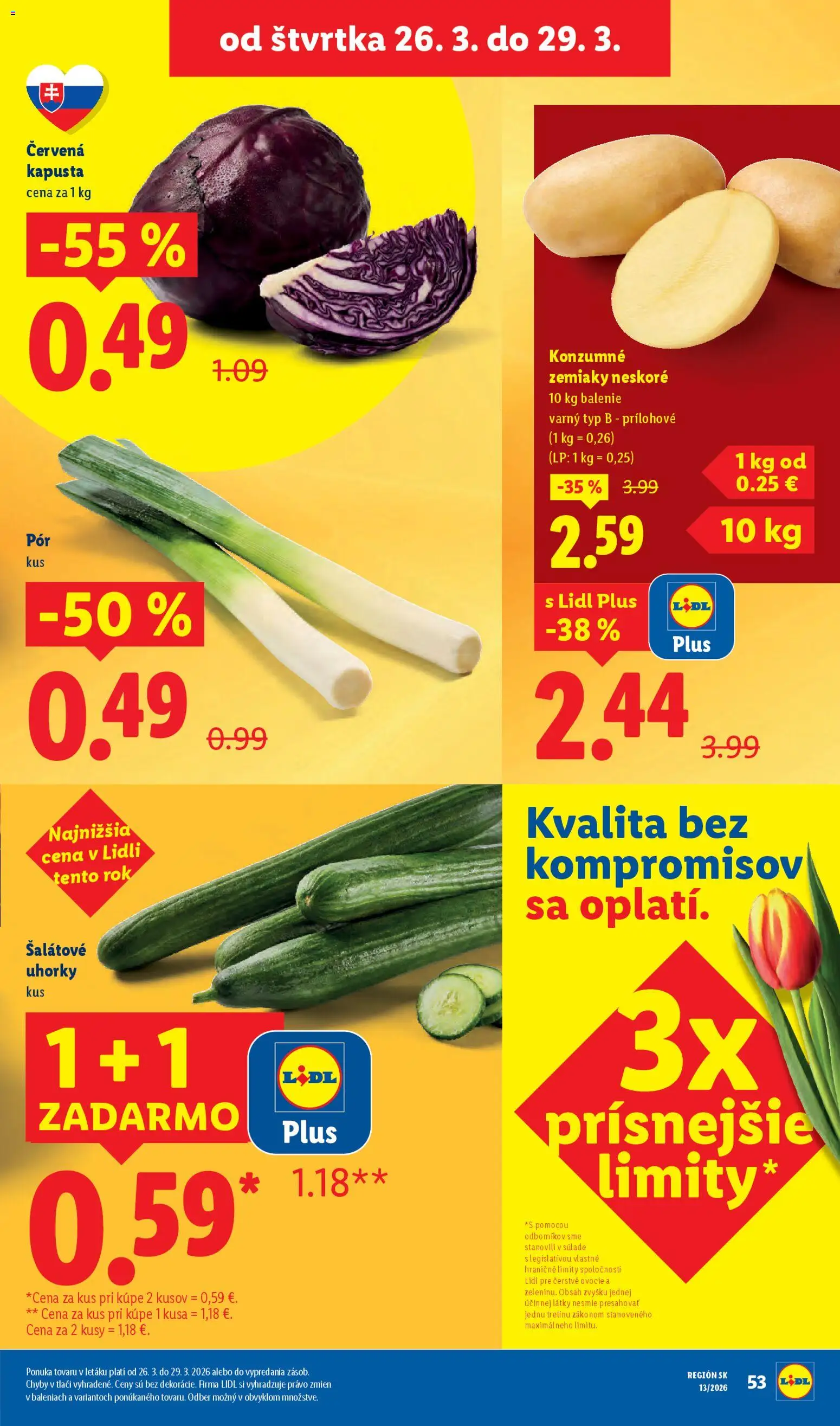 Nové Lidl akcie – leták je platný od 23.03.2026 | Strana: 59 | Produkty: Kapusta, Zemiaky, Uhorky, Ovocie