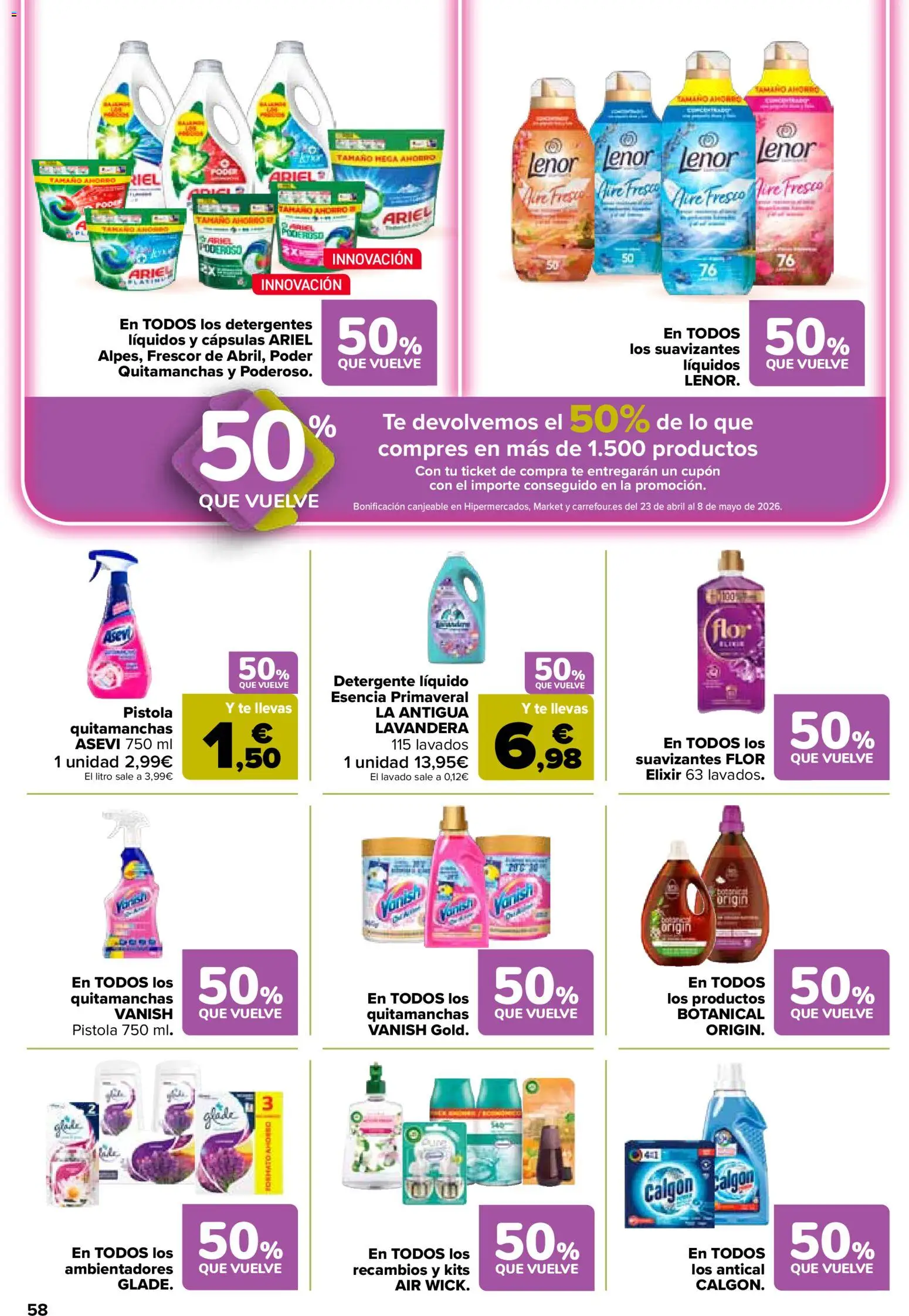 Carrefour folleto │ válido desde el 07.04.2026 | Página: 62 | Productos: Quitamanchas, Detergente, Té, Detergente líquido