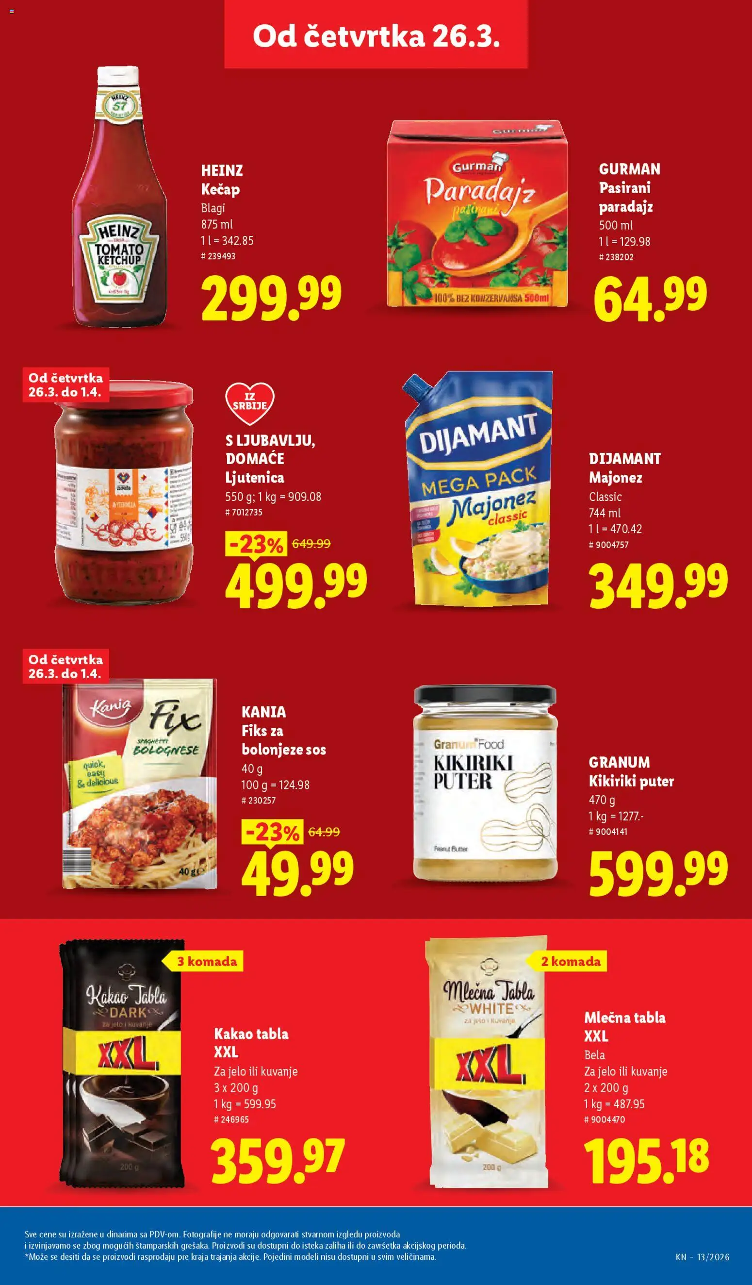 Lidl katalog - važi od 26.03.2026 | Strana: 31 | Proizvode: Pasirani paradajz, Kikiriki puter, Ljutenica, Puter