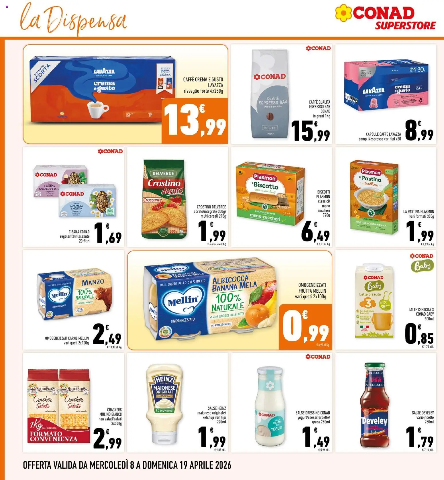 Volantino Conad del 08.04.2026 | Pagina: 14 | Prodotti: Ketchup, Salsa, Crackers, Lavazza