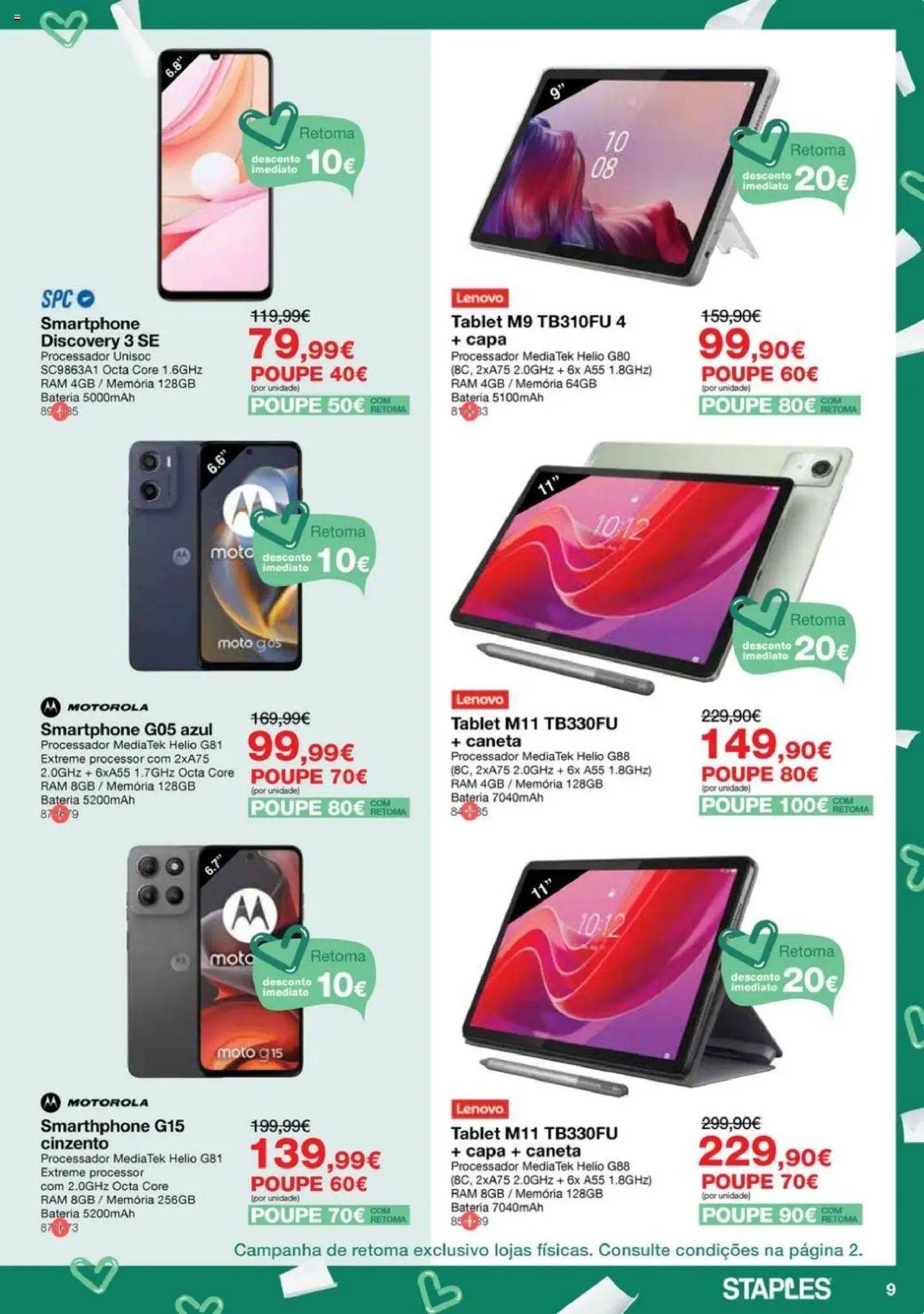 Staples Festa da Impressão e Equipamento │ válido de 09.10.2025 | Página: 9 | Produtos: Smartphone, Bateria, Tablet