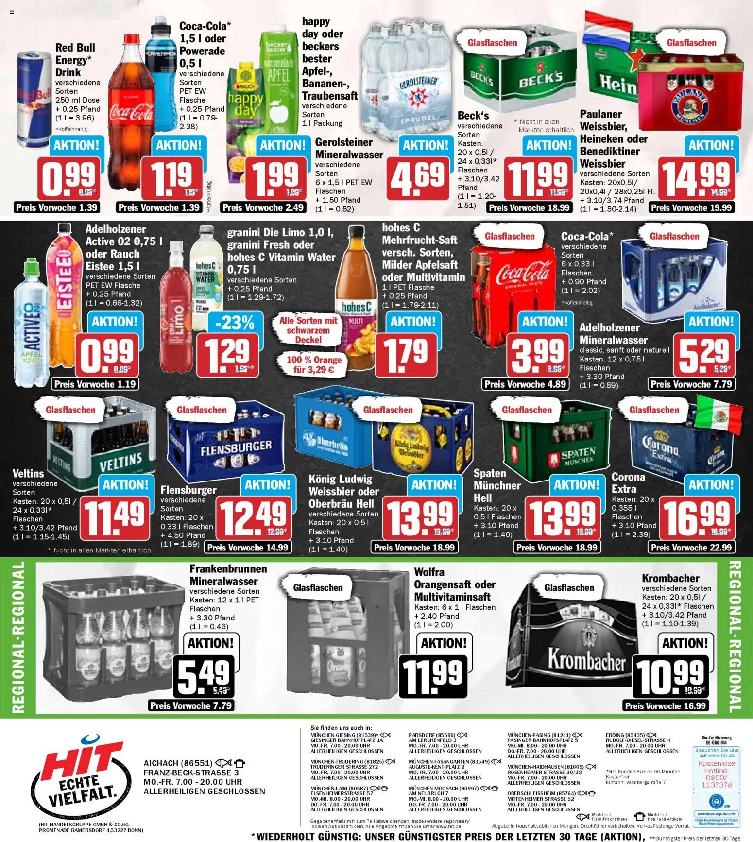 HIT - Bayern – gültig ab 27.10.2025 | Seite: 19 | Produkte: Adelholzener, Flensburger, Hohes c, Paulaner