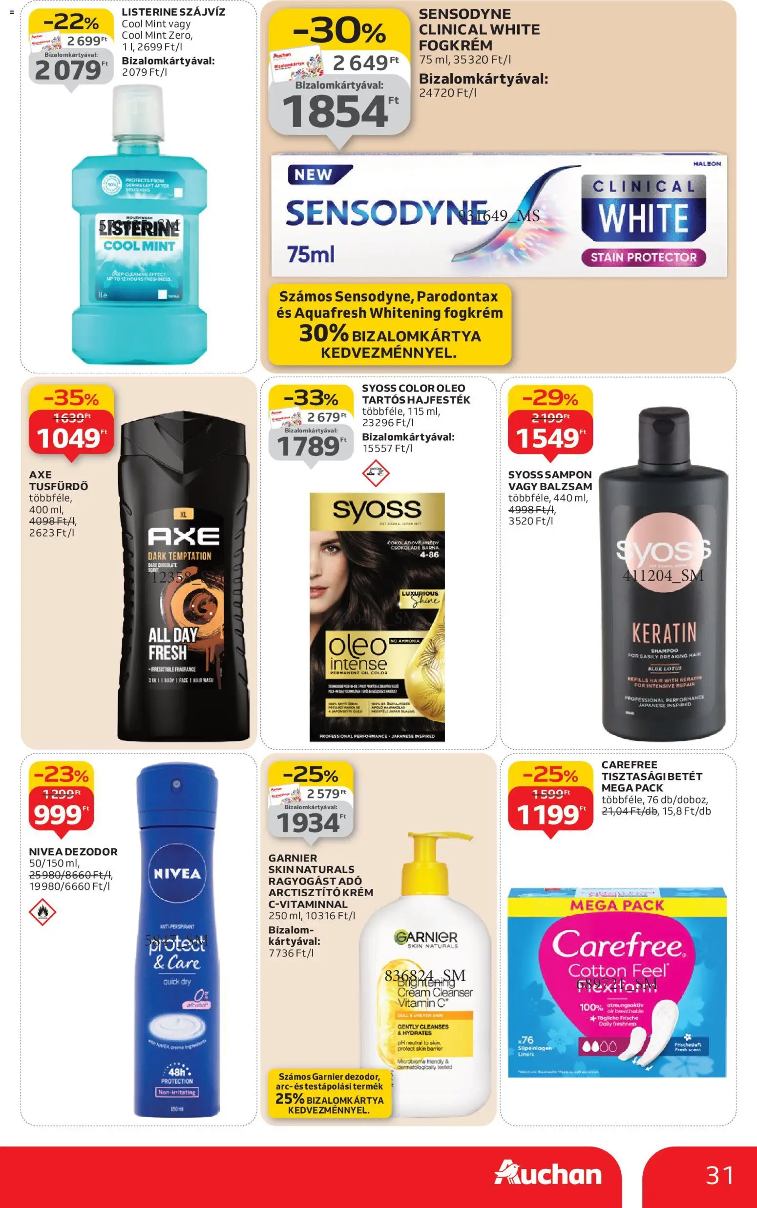 Auchan akciós ujság - amely érvényes a következő dátumtól: 08.01.2026 | Oldal: 31 | Termékek: Vitamin c, Tusfürdő, Dezodor, Szájvíz