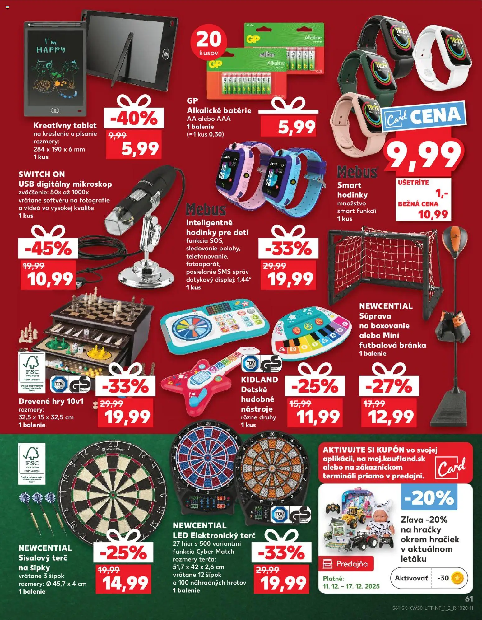 Kaufland SK akciós ujság - amely érvényes a következő dátumtól: 11.12.2025 | Oldal: 61 | Termékek: Tablet, USB