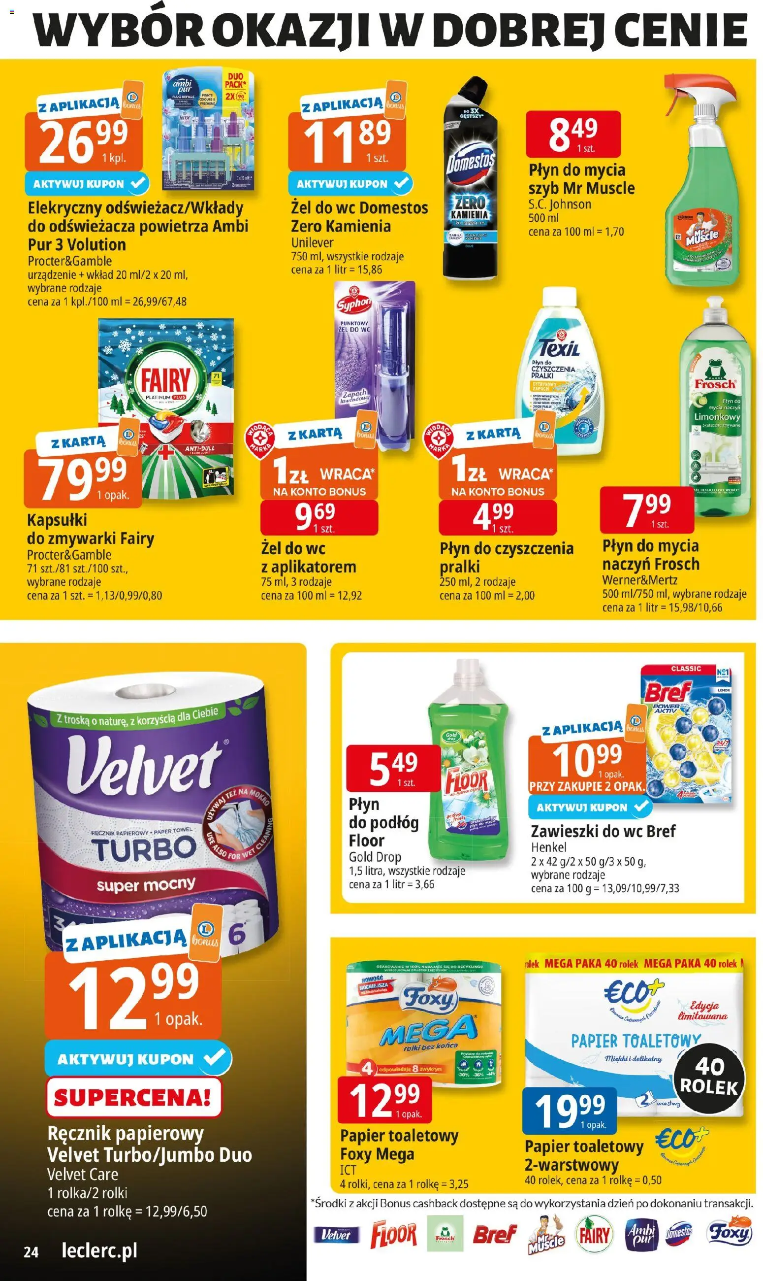 E.Leclerc Gazetka - Elbląg od 18.11.2025 | Strona: 24 | Produkty: Karta, Papier toaletowy, Domestos, Ręcznik papierowy