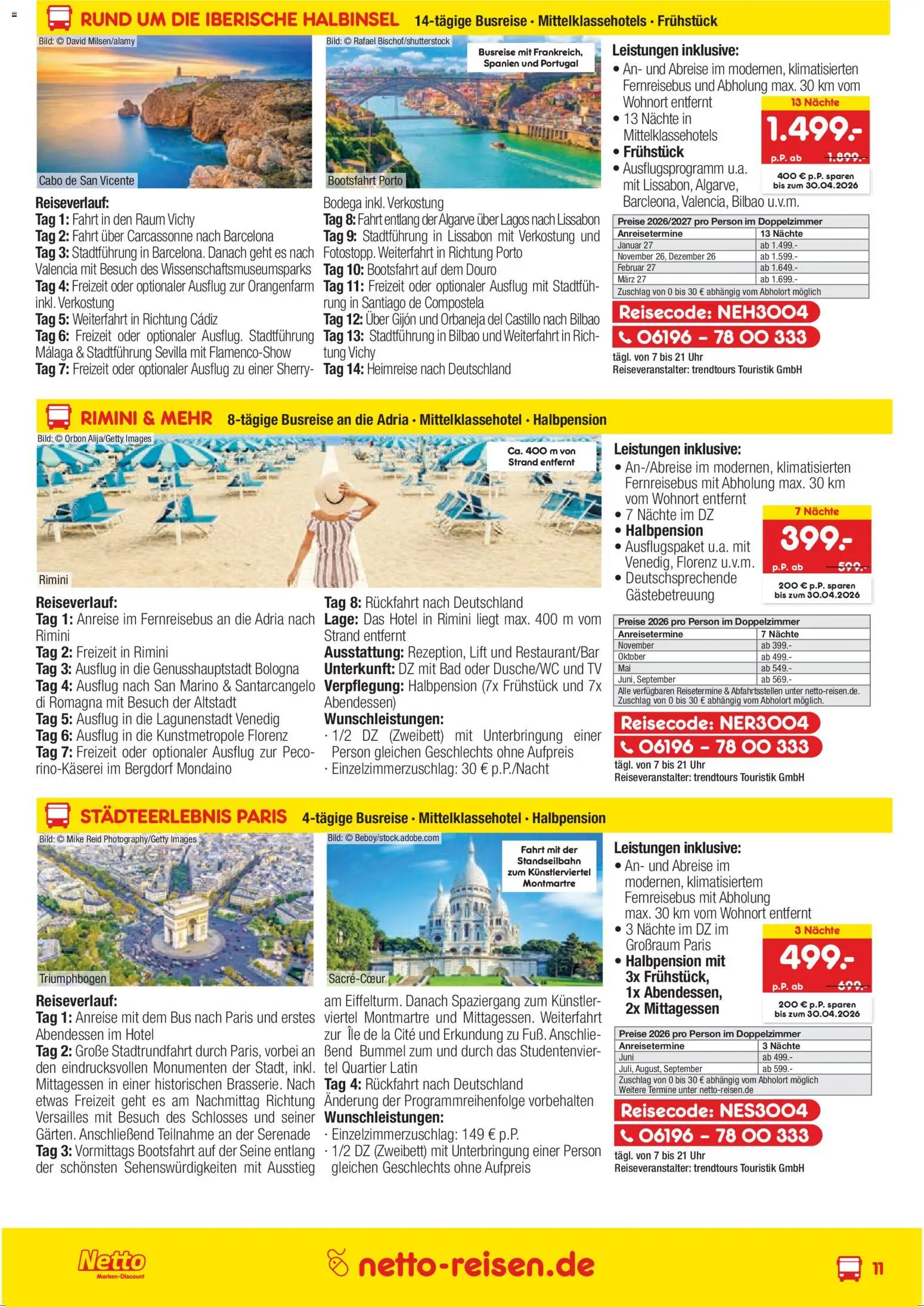 Netto Reisen Prospekt 	 – gültig ab 26.03.2026 | Seite: 11 | Produkte: Bad, Uhr, TV