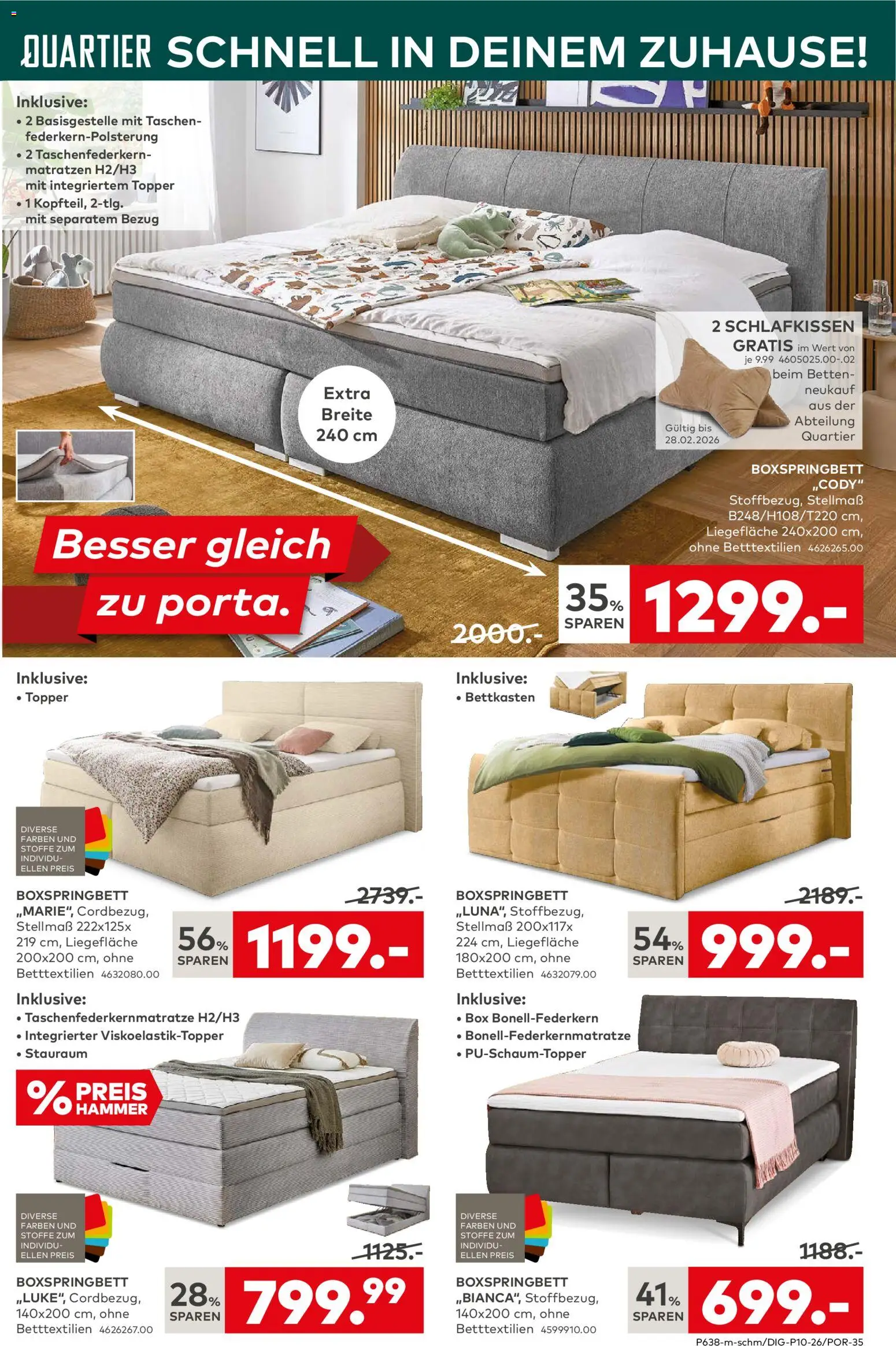 Porta! Prospekt 	 – gültig ab 23.02.2026 | Seite: 9 | Produkte: Boxspringbett, Topper, Box