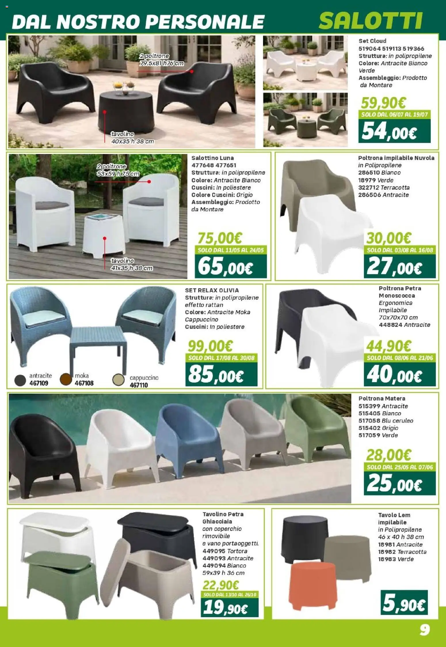 Volantino Orizzonte del 24.04.2026 | Pagina: 9 | Prodotti: Tavolino, Poltrona, Tavolo