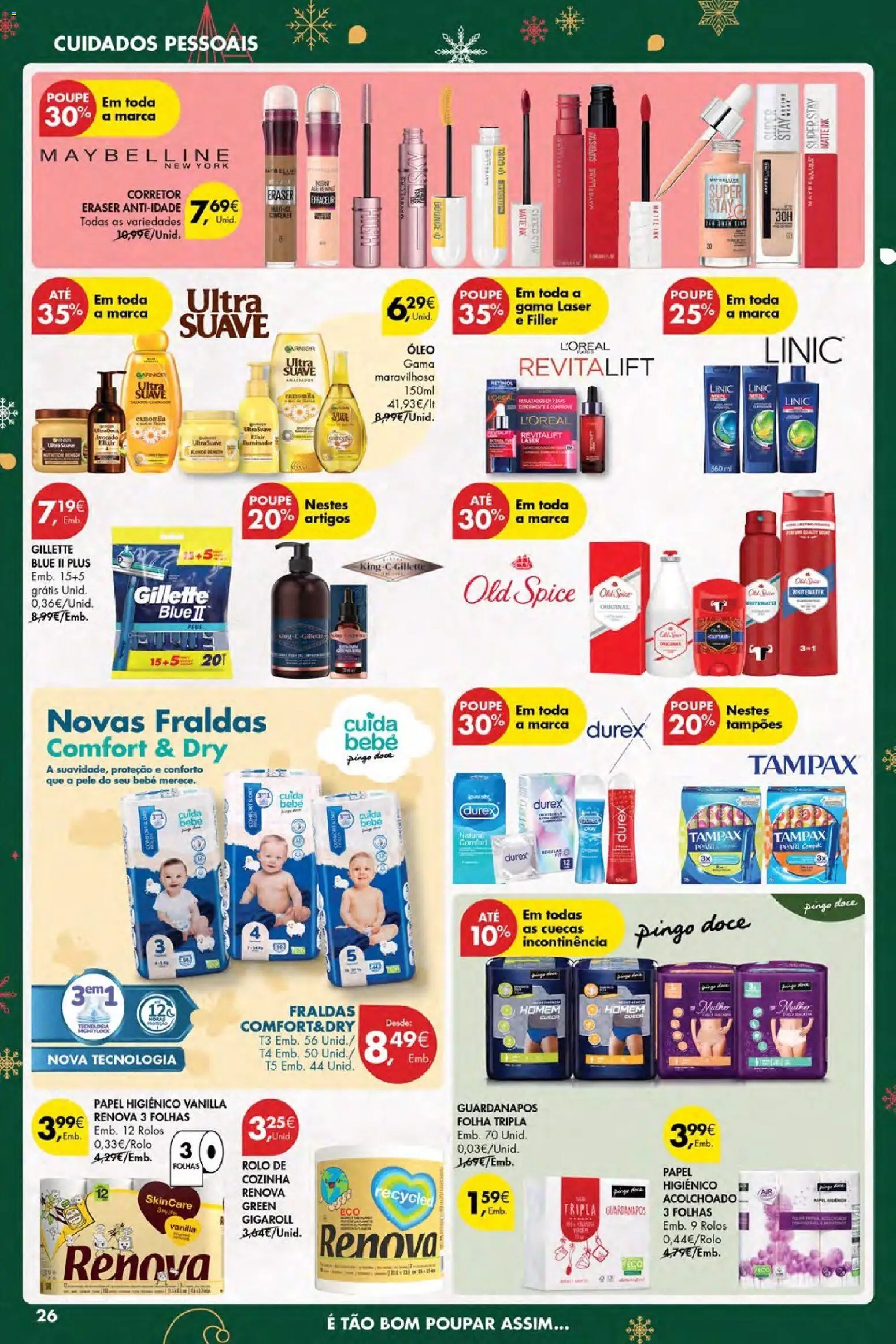 Pingo Doce Poupe Esta Semana Açores │ válido de 18.12.2025 | Página: 26 | Produtos: Papel higiénico, Fraldas, Corretor, Óleo