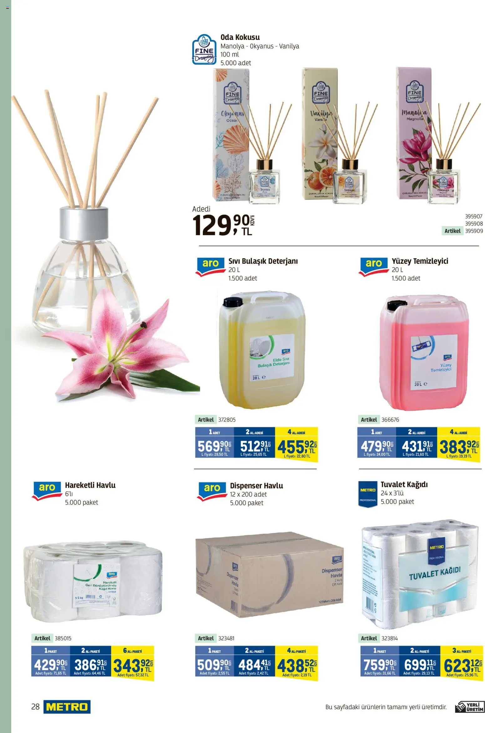 Metro - Kafeler & Pastaneler Kataloğu - 08.04.2026 tarihinden itibaren geçerlidir | Sayfa: 28 | Ürünler: Oda kokusu, Tuvalet, Bulaşık deterjanı, Yüzey temizleyici