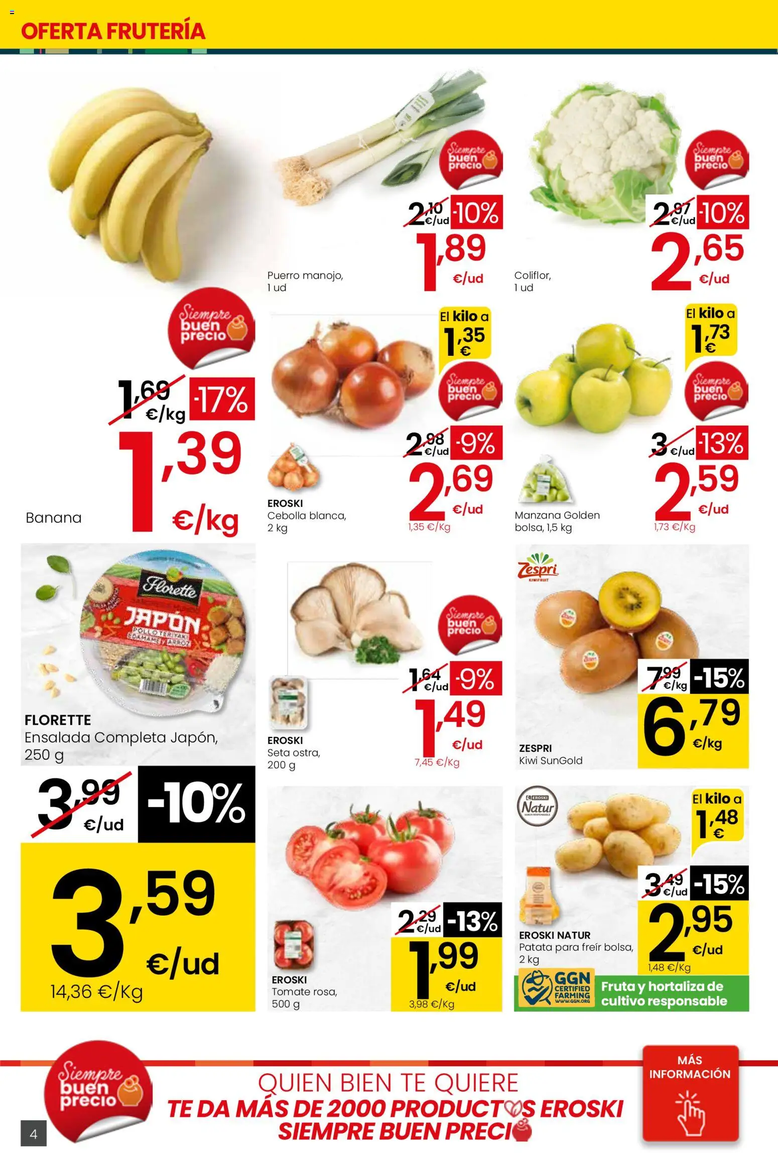 Eroski - Viste tu cesta de primavera Center │ válido desde el 26.02.2026 | Página: 4 | Productos: Kiwi, Manzana, Ensalada, Παγωμένο τσάι