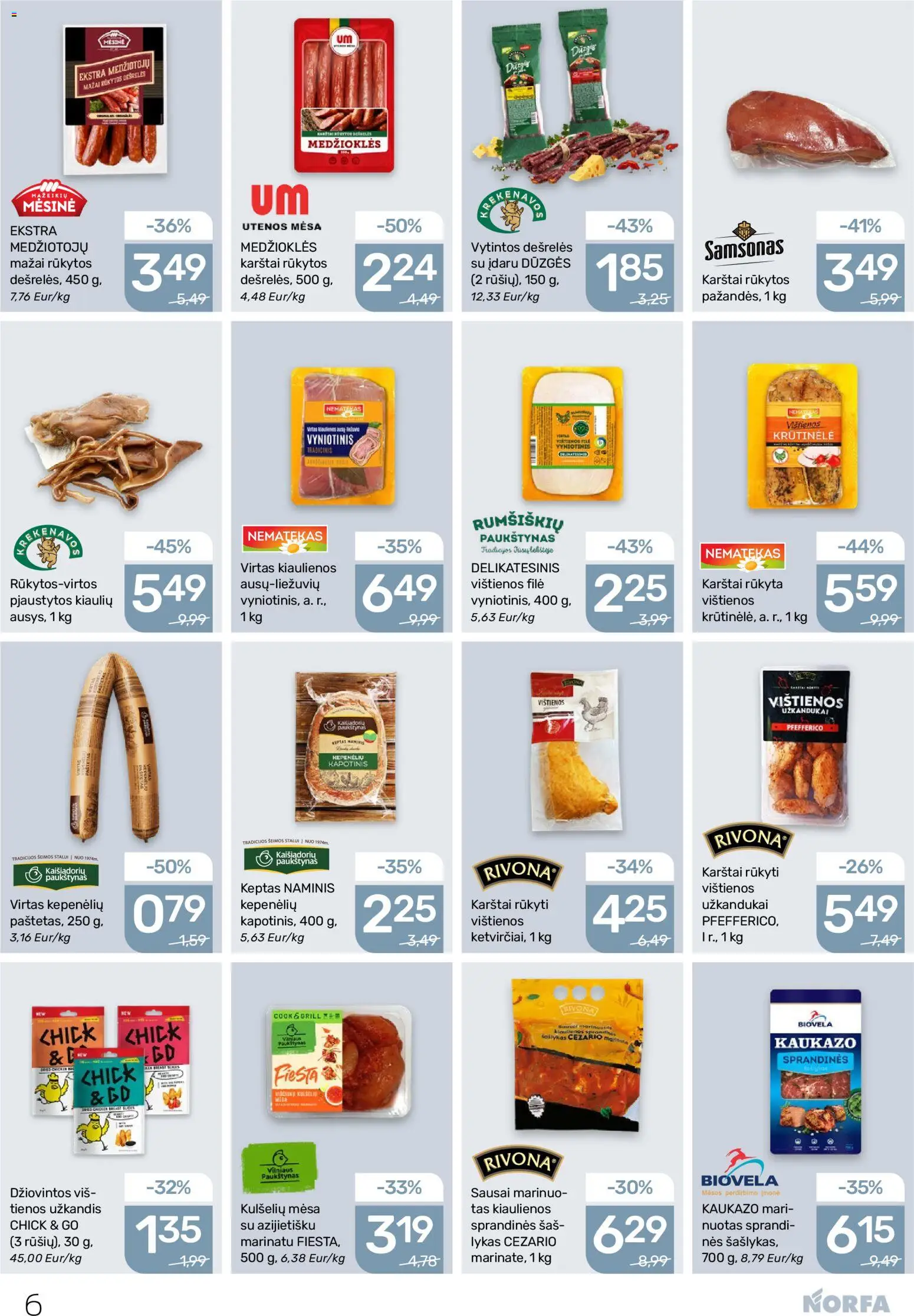 NORFA akcijos nuo 02.04.2026 | Puslapis: 6 | Prekių: Vištienos, Kiaulienos, Dešrelės