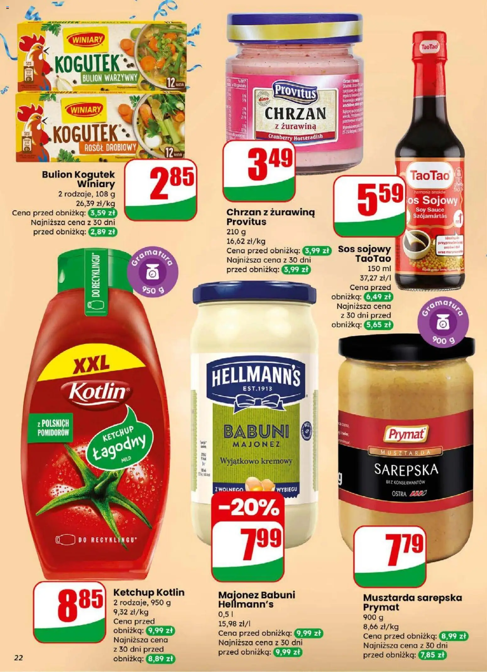 Dino Gazetka od 31.12.2025 | Strona: 22 | Produkty: Żurawina, Musztarda, Chrzan, Bulion warzywny